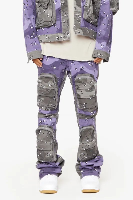 "DUAL SOLDIER" STACKED FLARE JEANS PLUM PURPLE sold by valabasas