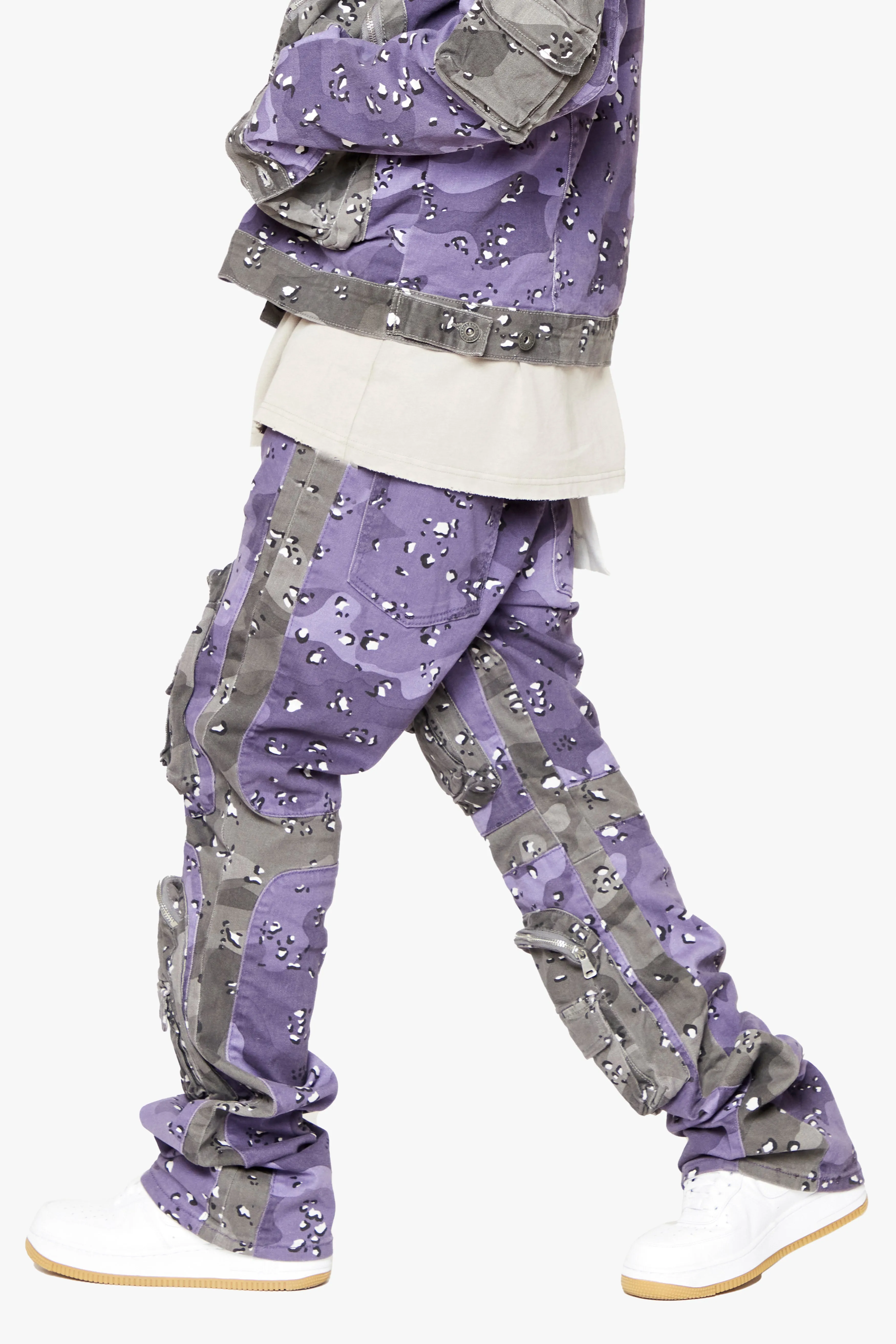 "DUAL SOLDIER" STACKED FLARE JEANS PLUM PURPLE sold by valabasas product image thumbnail 3