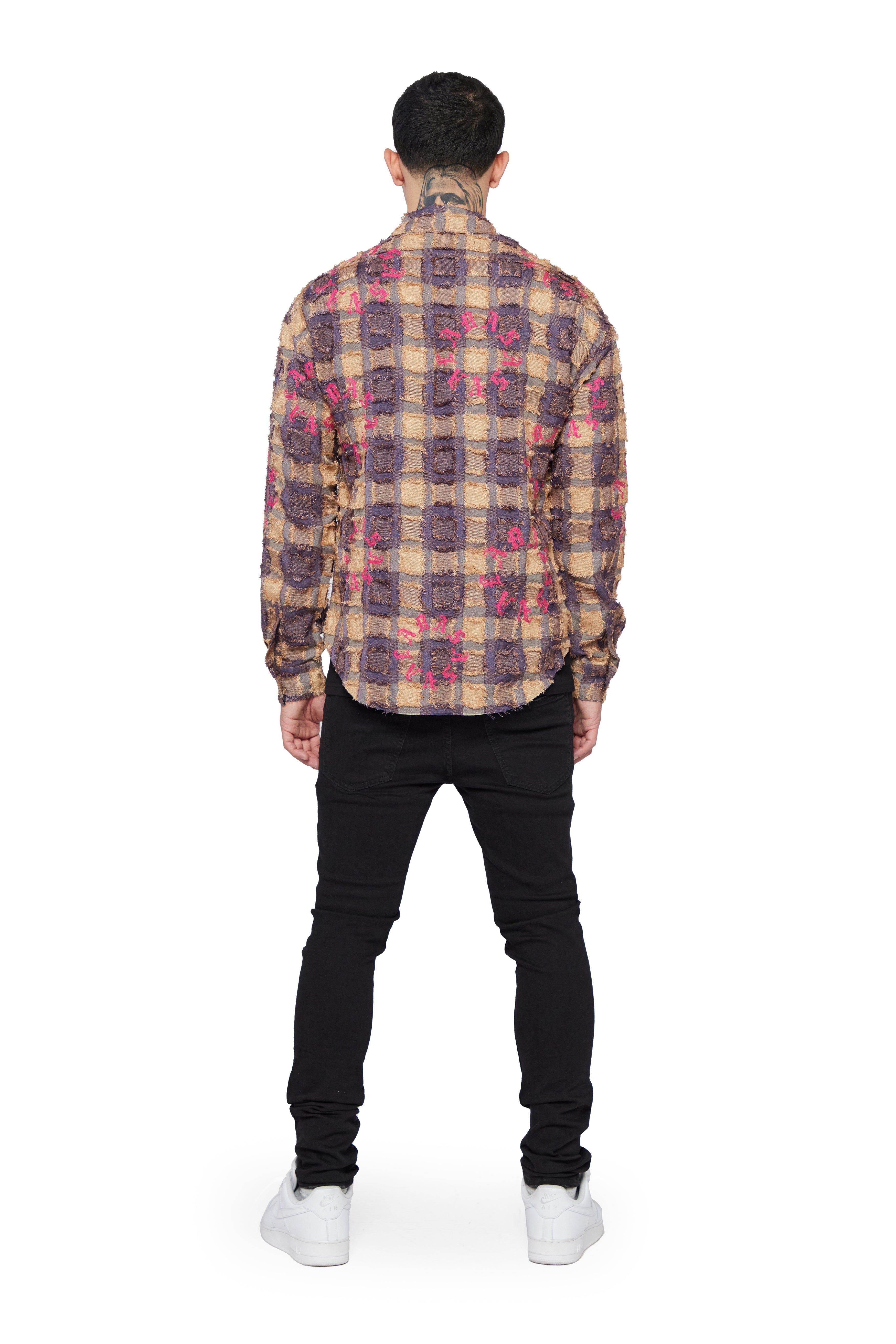 "ART PLAID" KHAKI GREY BUTTON DOWN sold by valabasas product image thumbnail 5