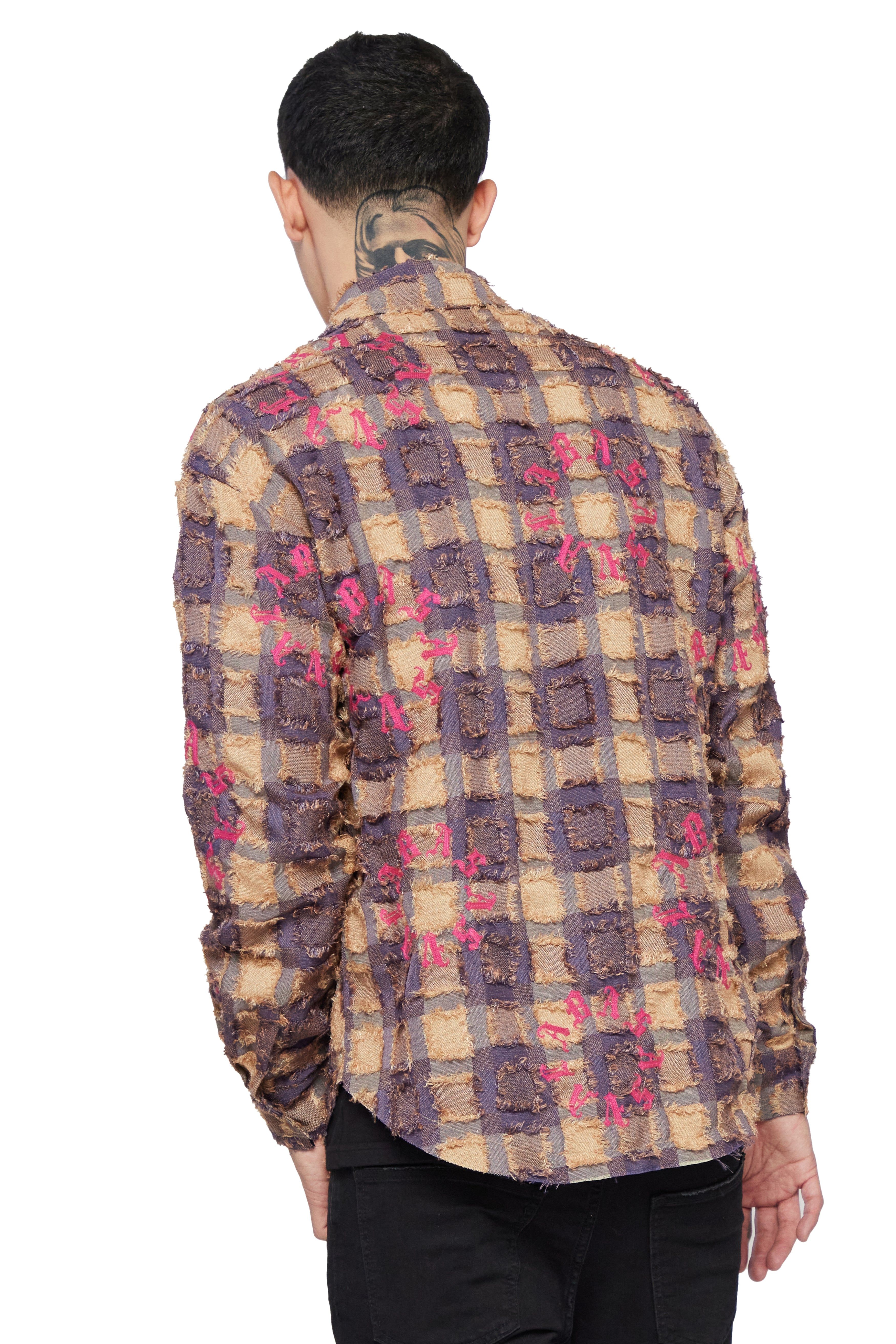 "ART PLAID" KHAKI GREY BUTTON DOWN sold by valabasas product image thumbnail 3