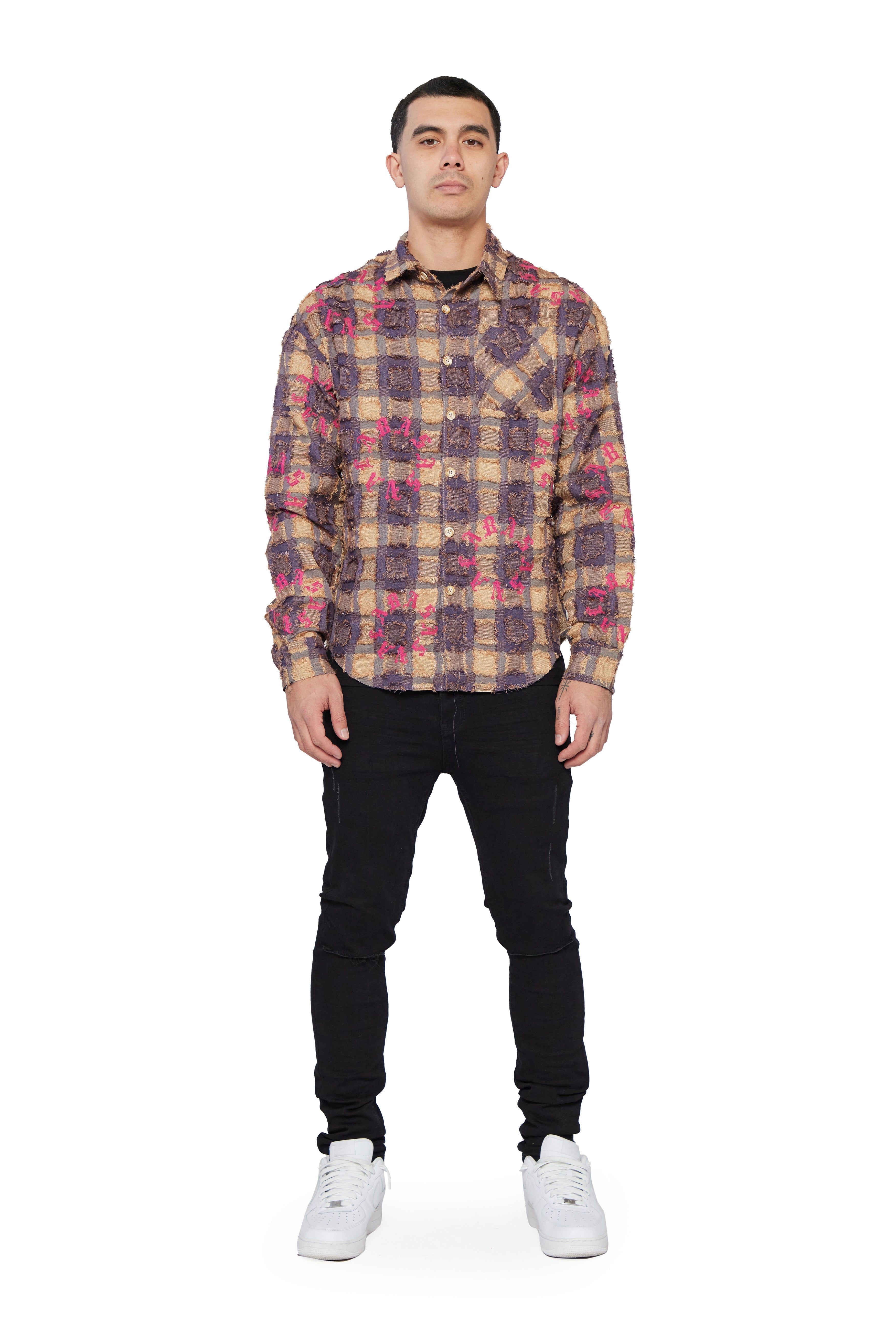 "ART PLAID" KHAKI GREY BUTTON DOWN sold by valabasas