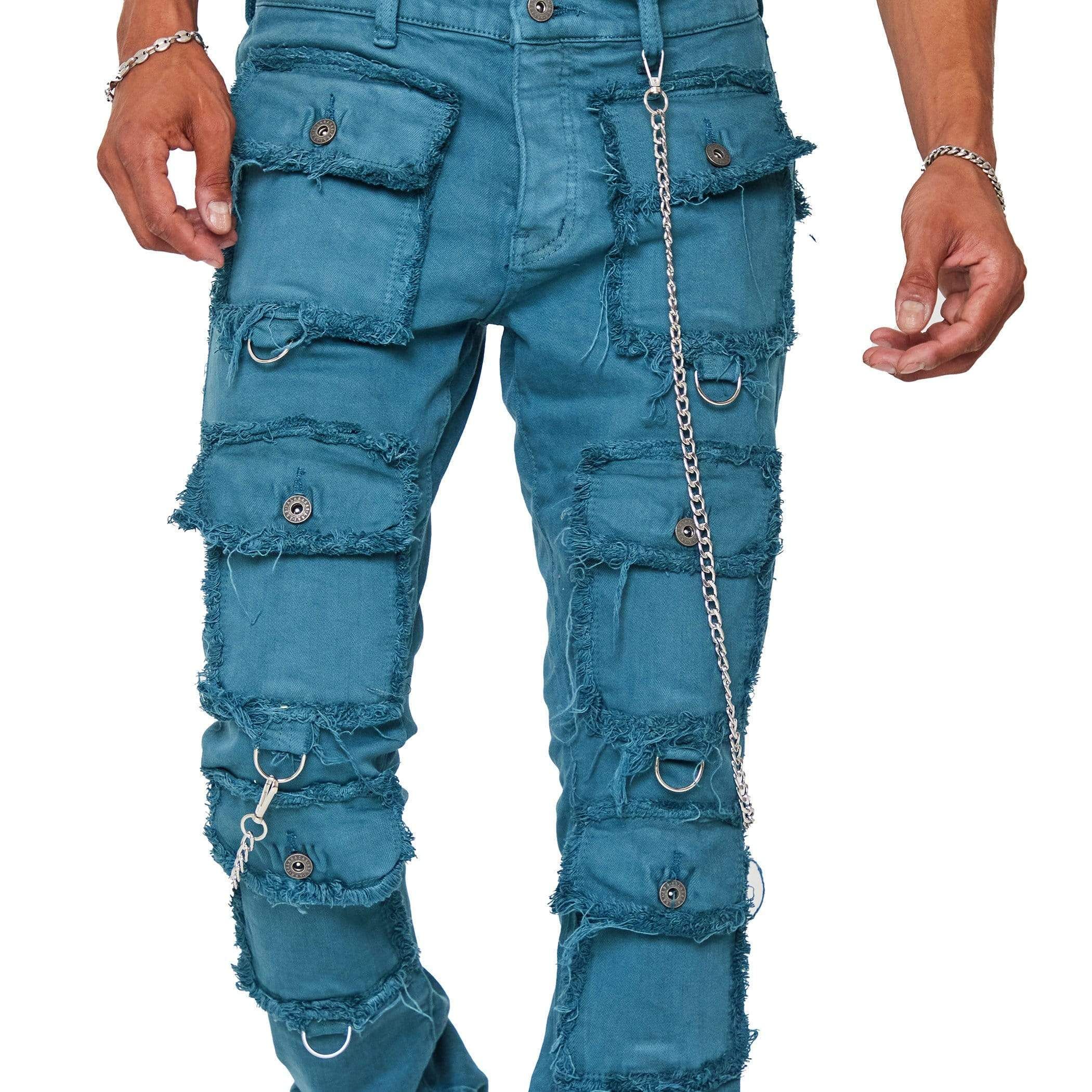 “HYBRID'’ VERDE ACQUA STACKED FLARE JEAN sold by valabasas product image thumbnail 5