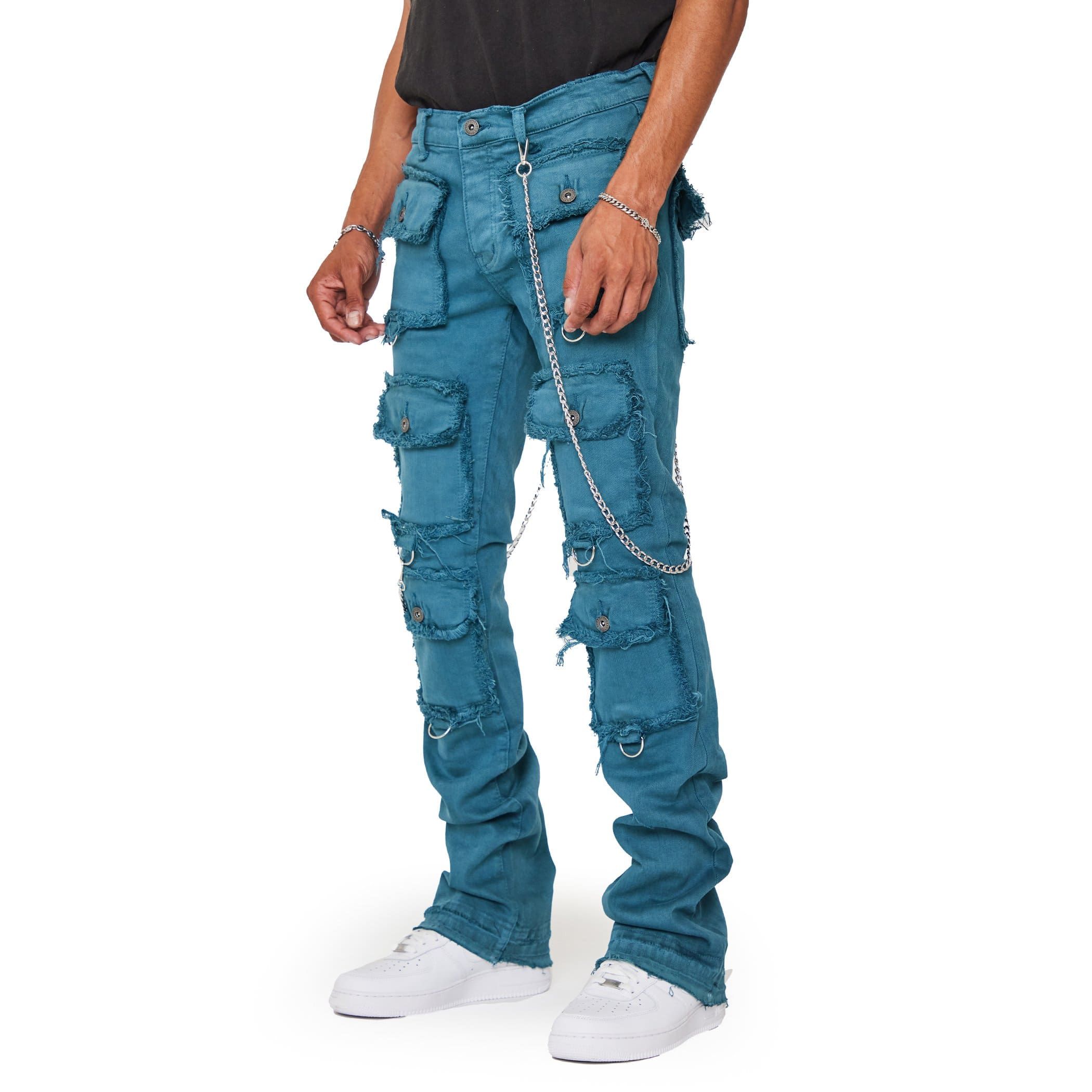 “HYBRID'’ VERDE ACQUA STACKED FLARE JEAN sold by valabasas product image thumbnail 4