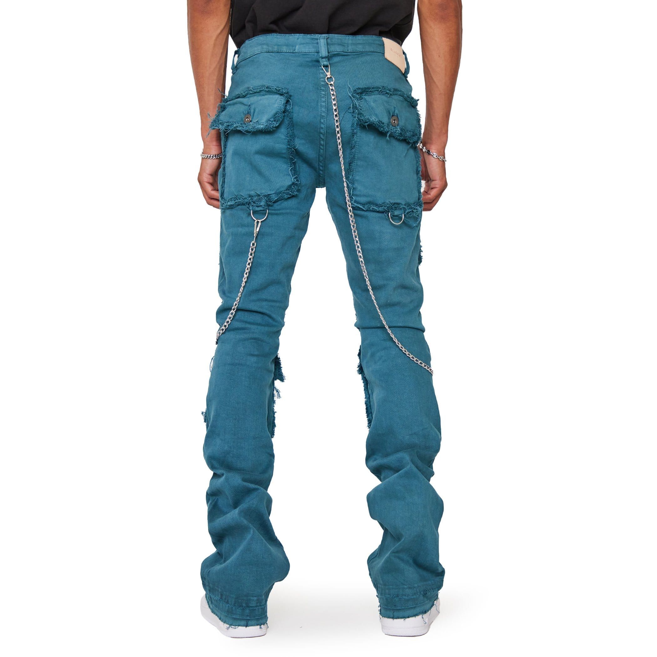 “HYBRID'’ VERDE ACQUA STACKED FLARE JEAN sold by valabasas product image thumbnail 6