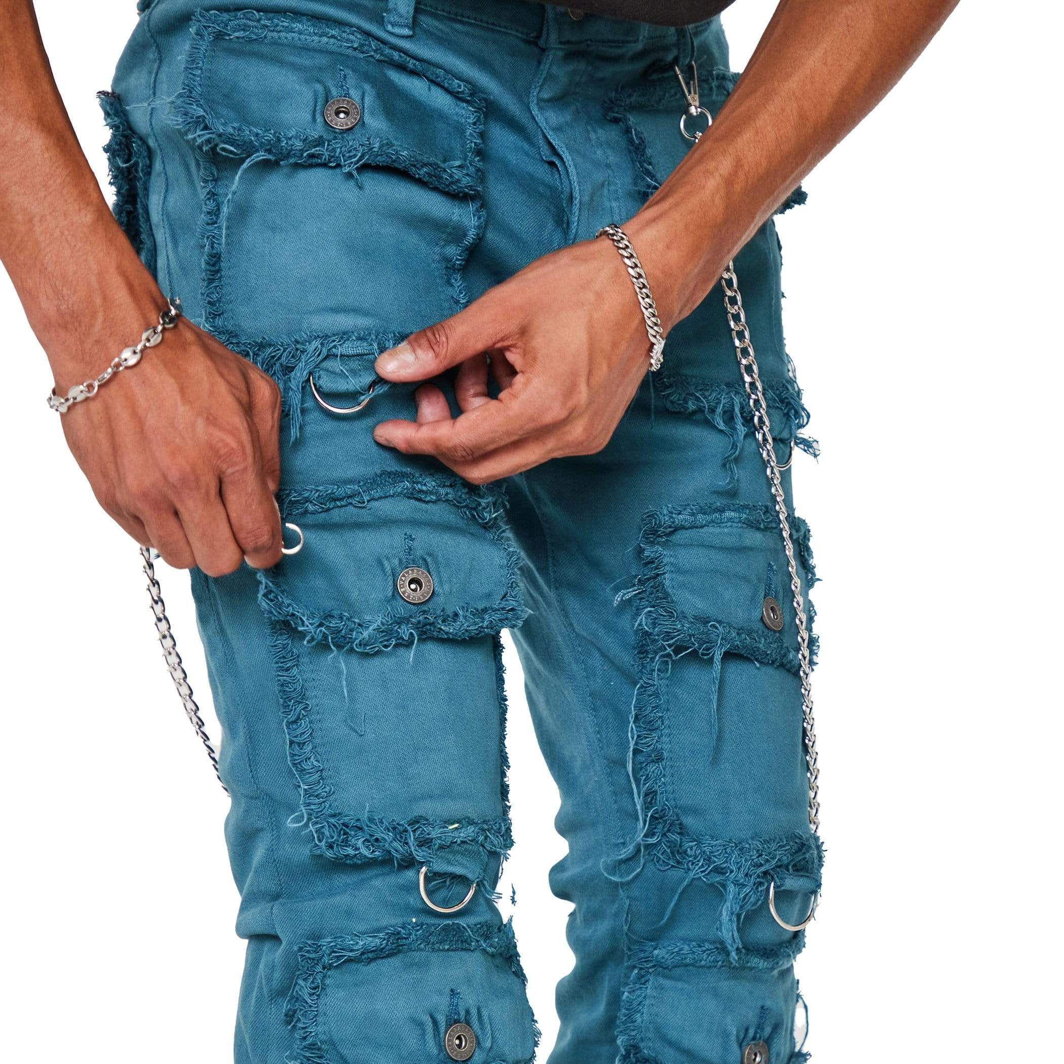 “HYBRID'’ VERDE ACQUA STACKED FLARE JEAN sold by valabasas product image thumbnail 2