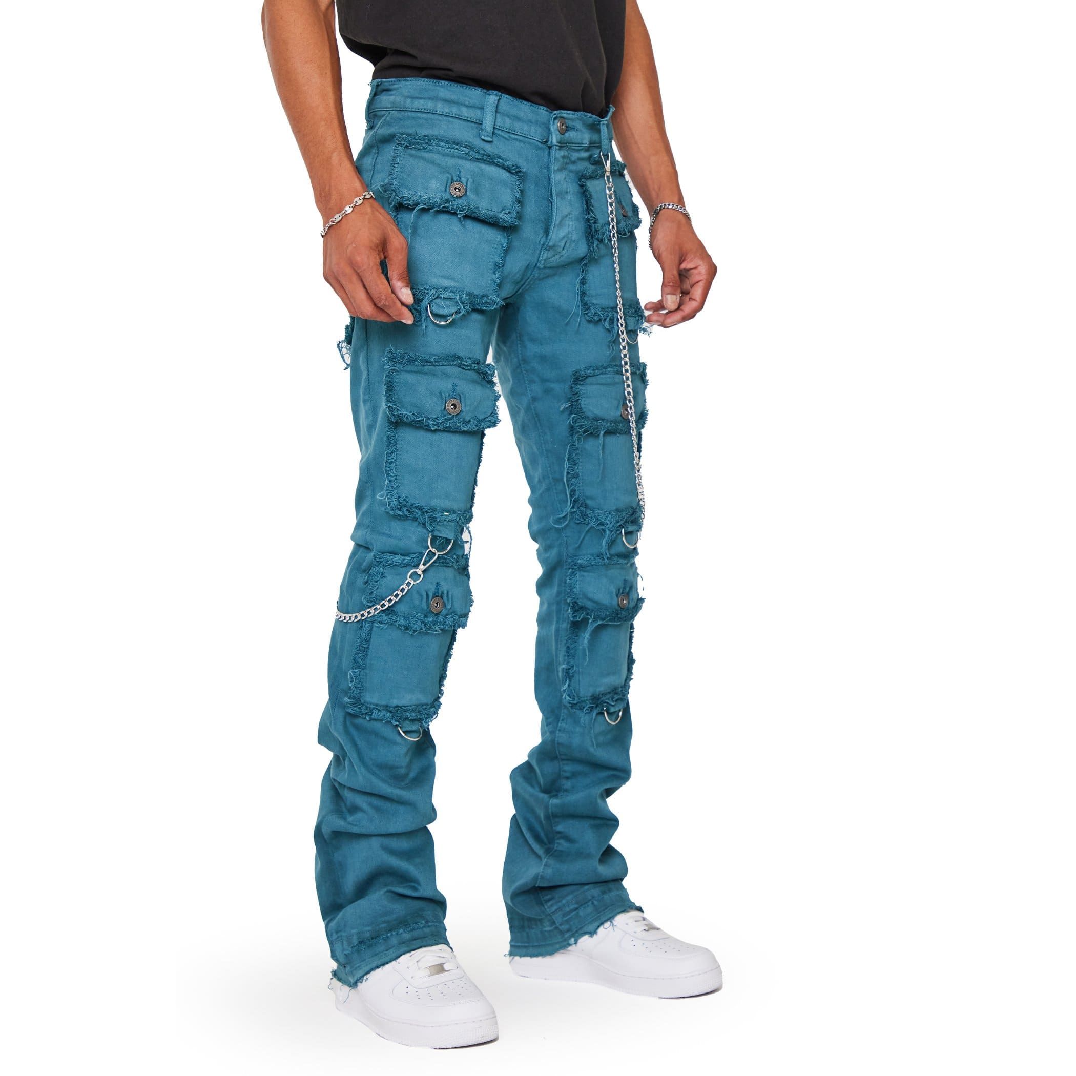 “HYBRID'’ VERDE ACQUA STACKED FLARE JEAN sold by valabasas product image thumbnail 3