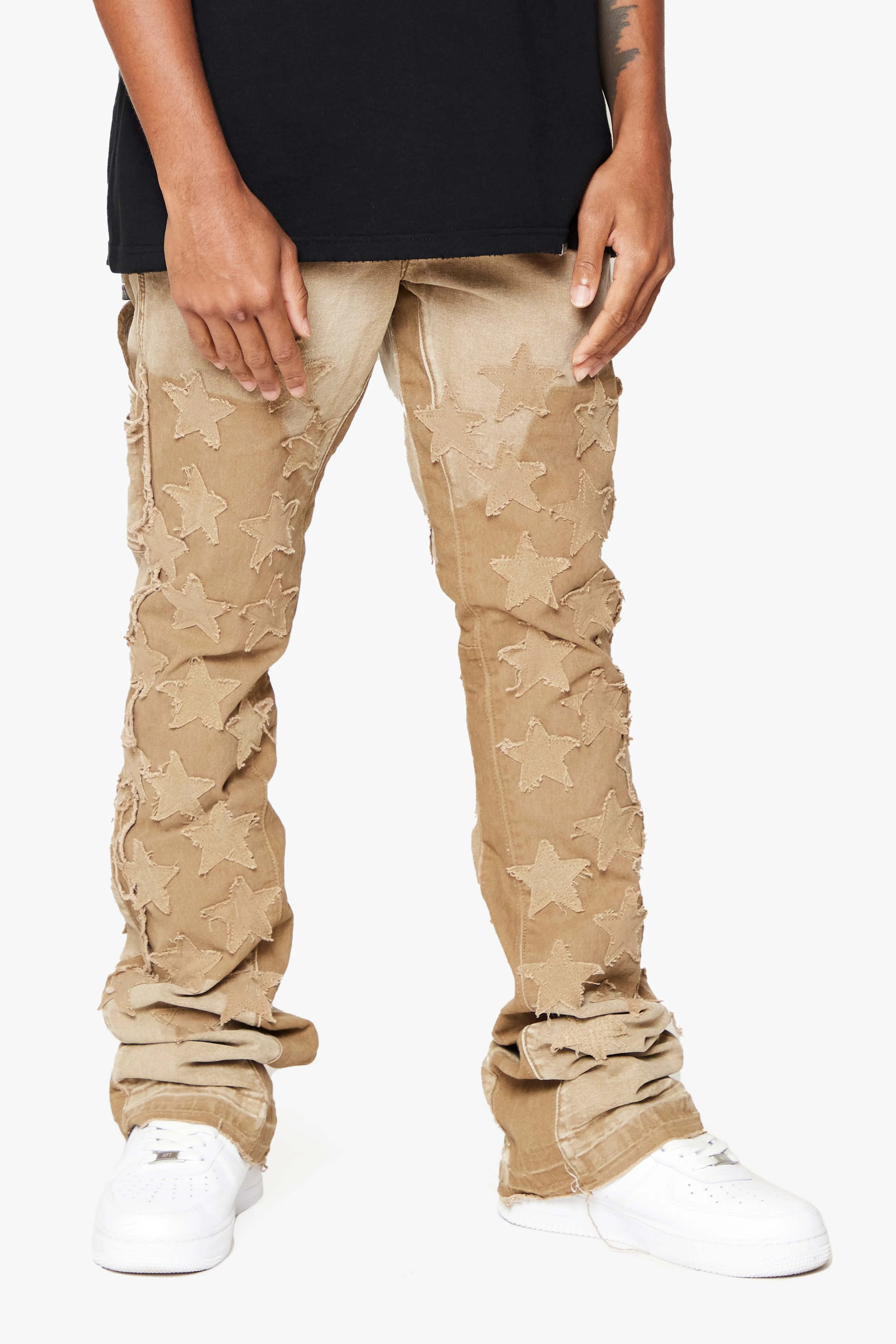 "V-STARS” KHAKI STACKED FLARE JEAN sold by valabasas product image thumbnail 5