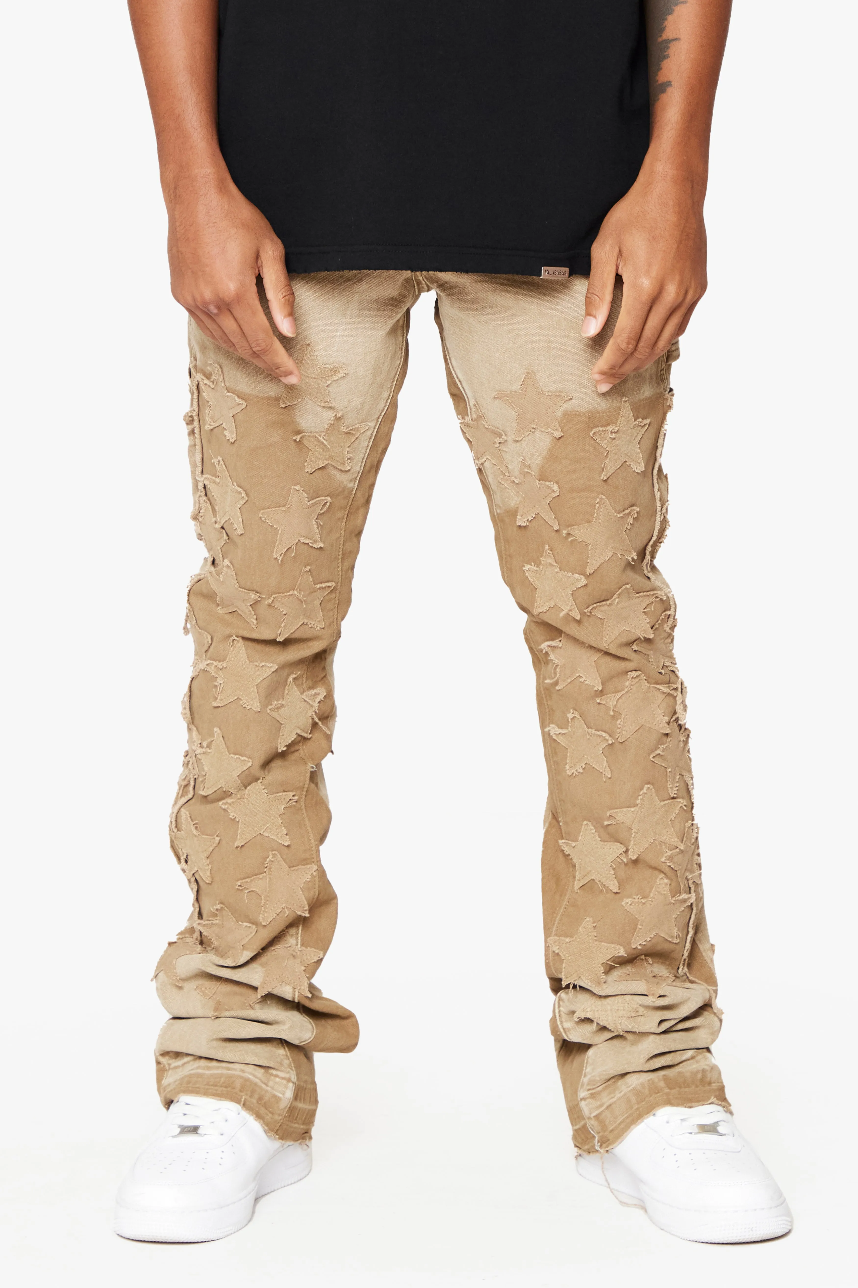 "V-STARS” KHAKI STACKED FLARE JEAN sold by valabasas product image thumbnail 4