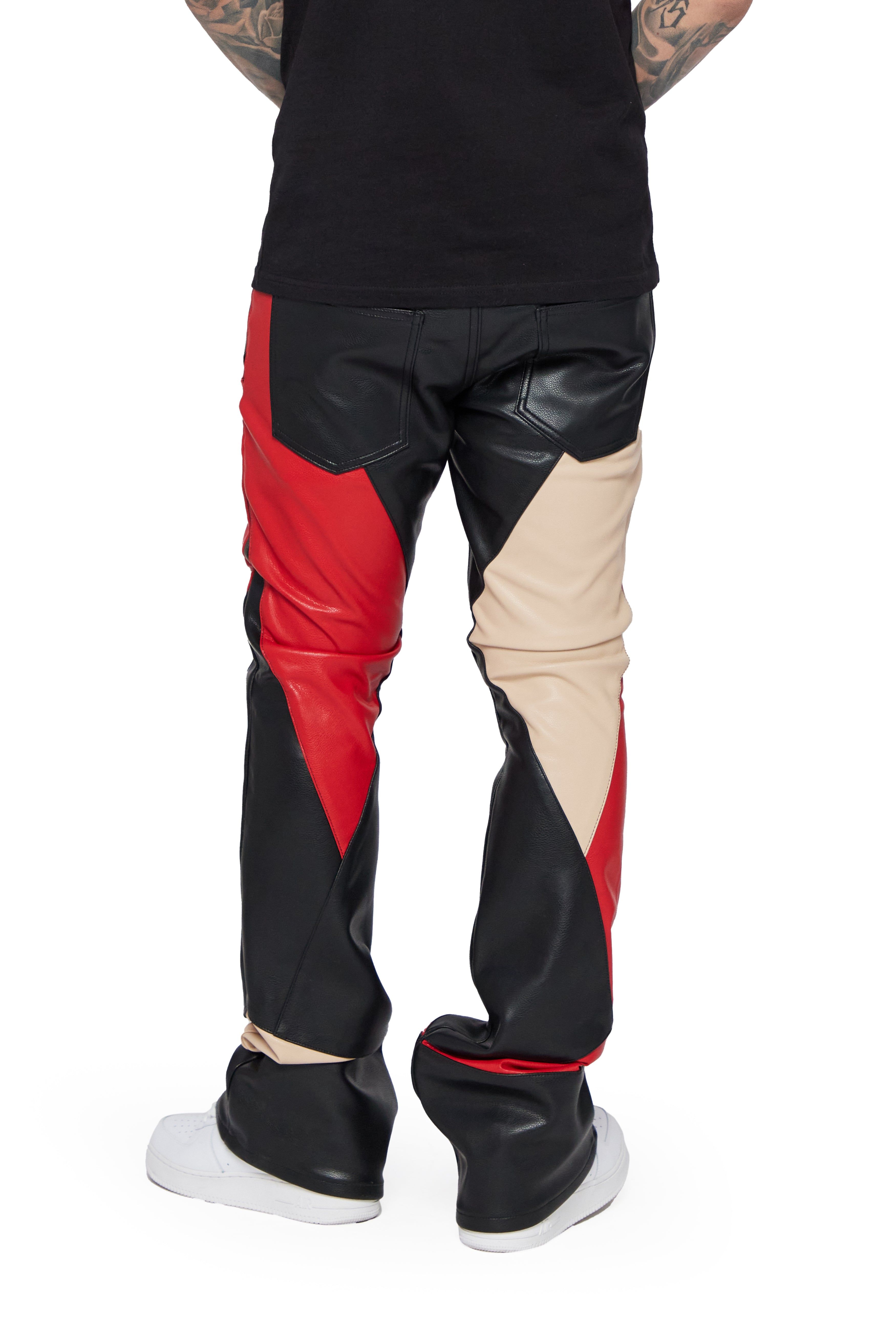 "ARTISAN" BLACK CREAM RED STACKED FLARE JEAN sold by valabasas product image thumbnail 6