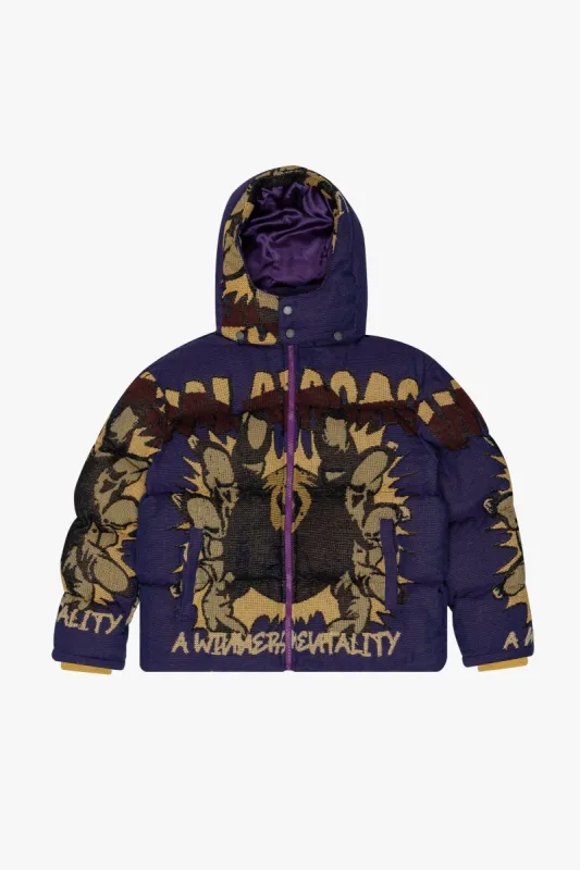 "WINNERS MENTALITY" TAPESTRY PUFFER JACKET PURPLE sold by valabasas