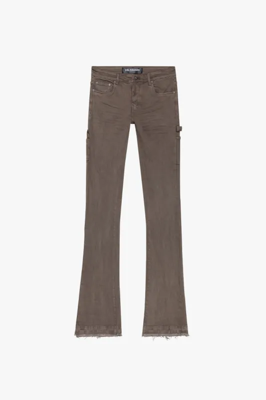"MR. EXTENDO" BROWN STACKED FLARE JEAN sold by valabasas