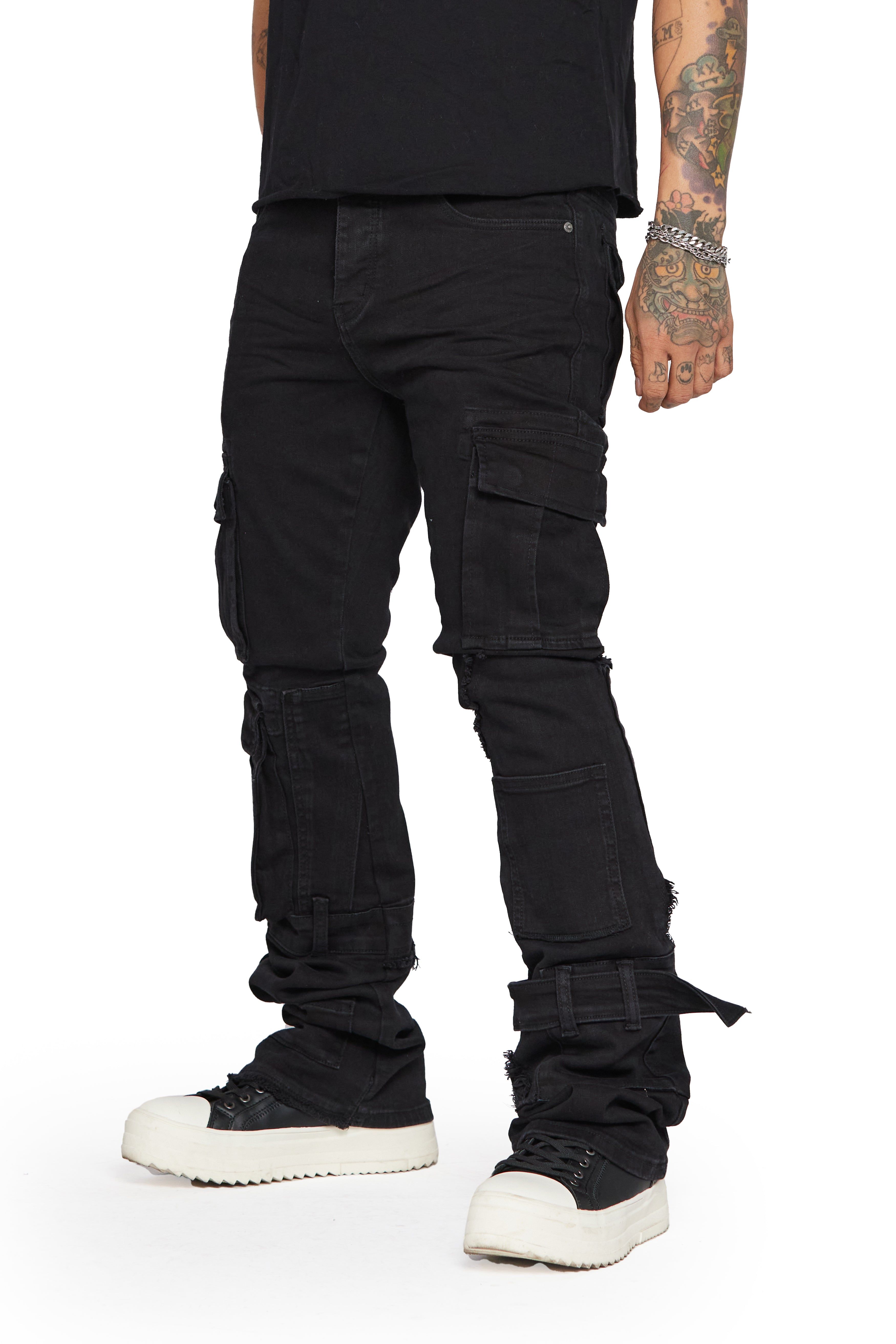 “BRIDGER” BLACK SUPER STACKED FLARE JEANS sold by valabasas product image thumbnail 3