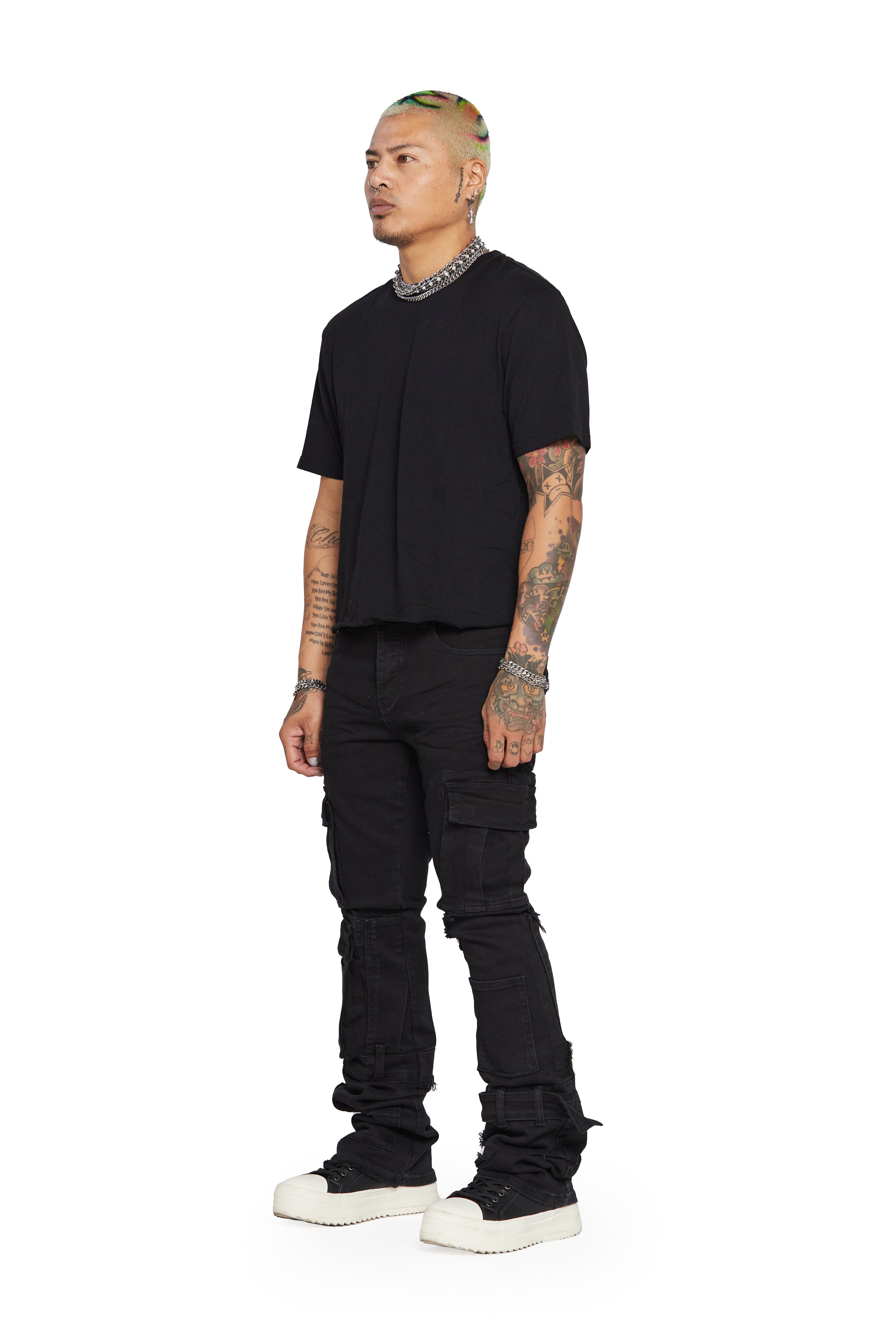 “BRIDGER” BLACK SUPER STACKED FLARE JEANS sold by valabasas product image thumbnail 6