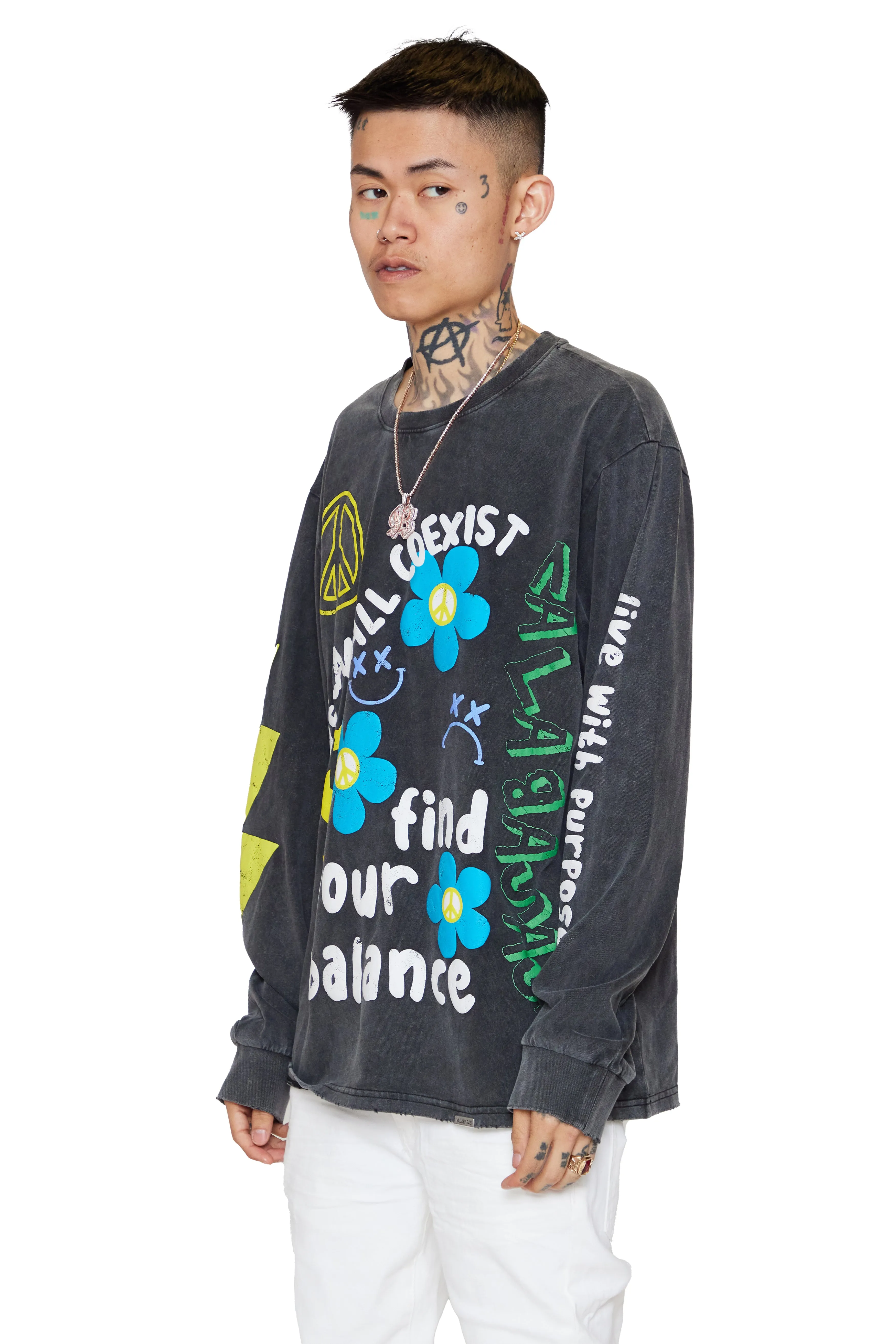 "EXISTENCE" VINTAGE BLACK LONG SLEEVE TEE sold by valabasas product image thumbnail 3