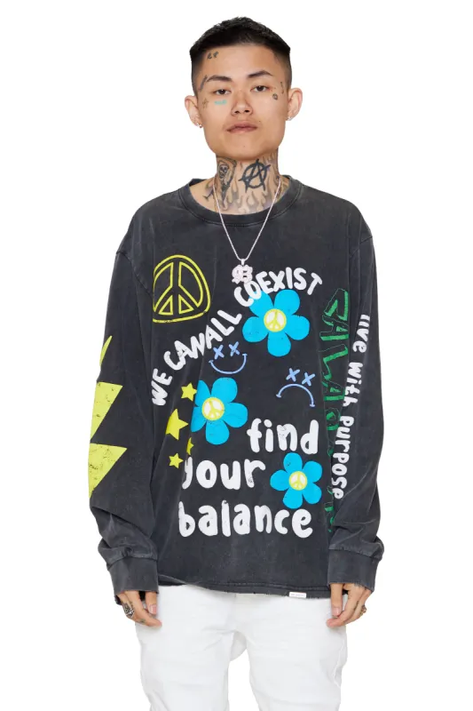 "EXISTENCE" VINTAGE BLACK LONG SLEEVE TEE sold by valabasas