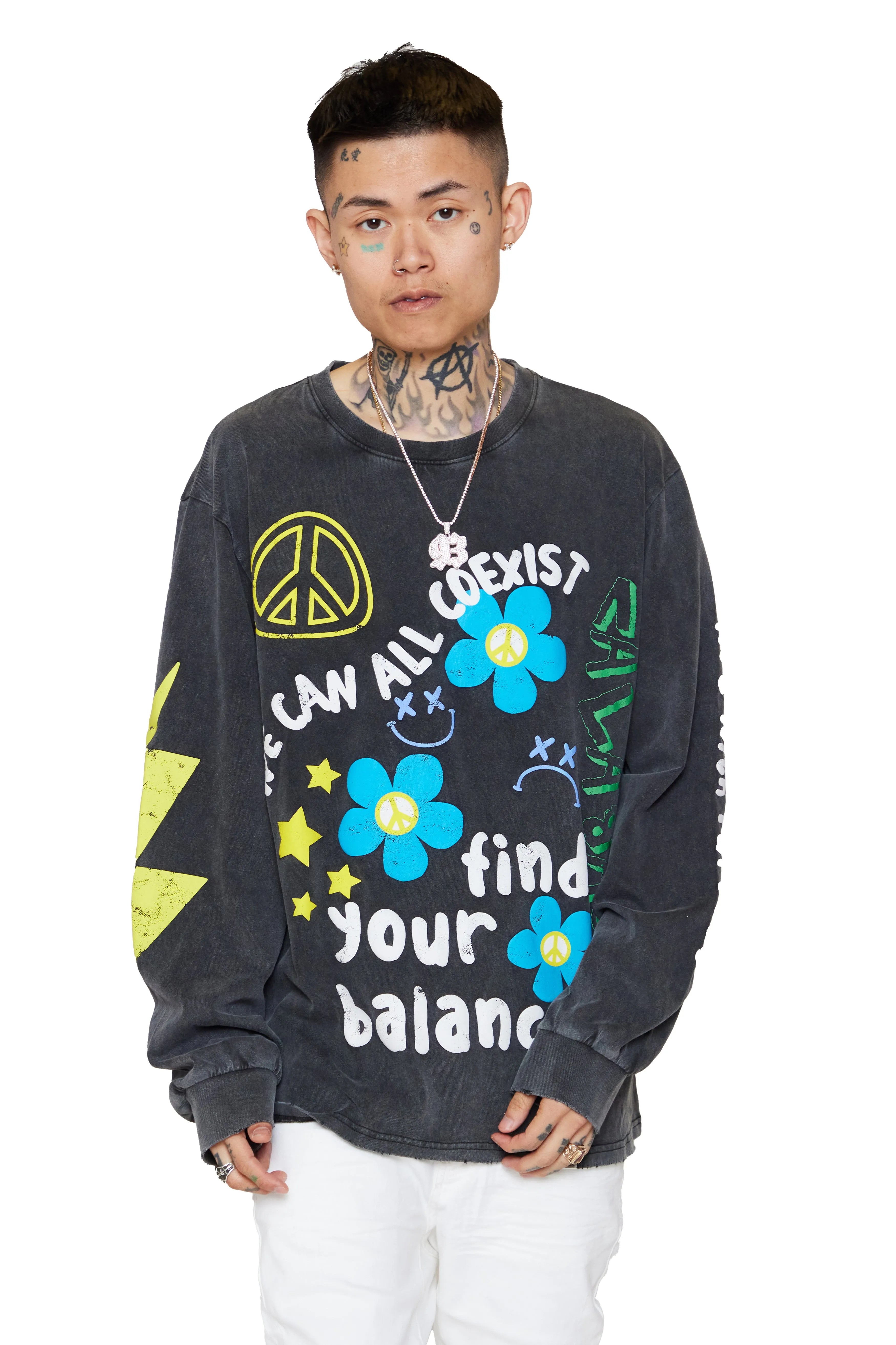 "EXISTENCE" VINTAGE BLACK LONG SLEEVE TEE sold by valabasas product image thumbnail 4