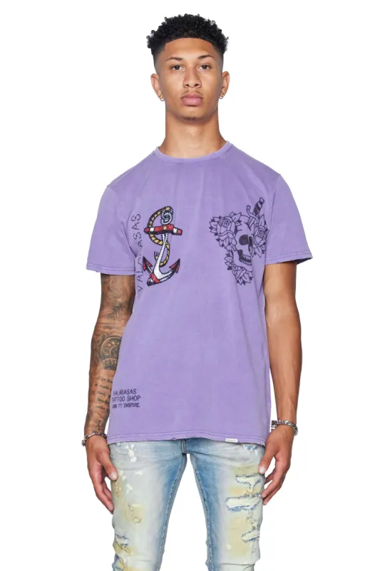 "ANCHOR TAT" VINTAGE PURPLE TEE sold by valabasas