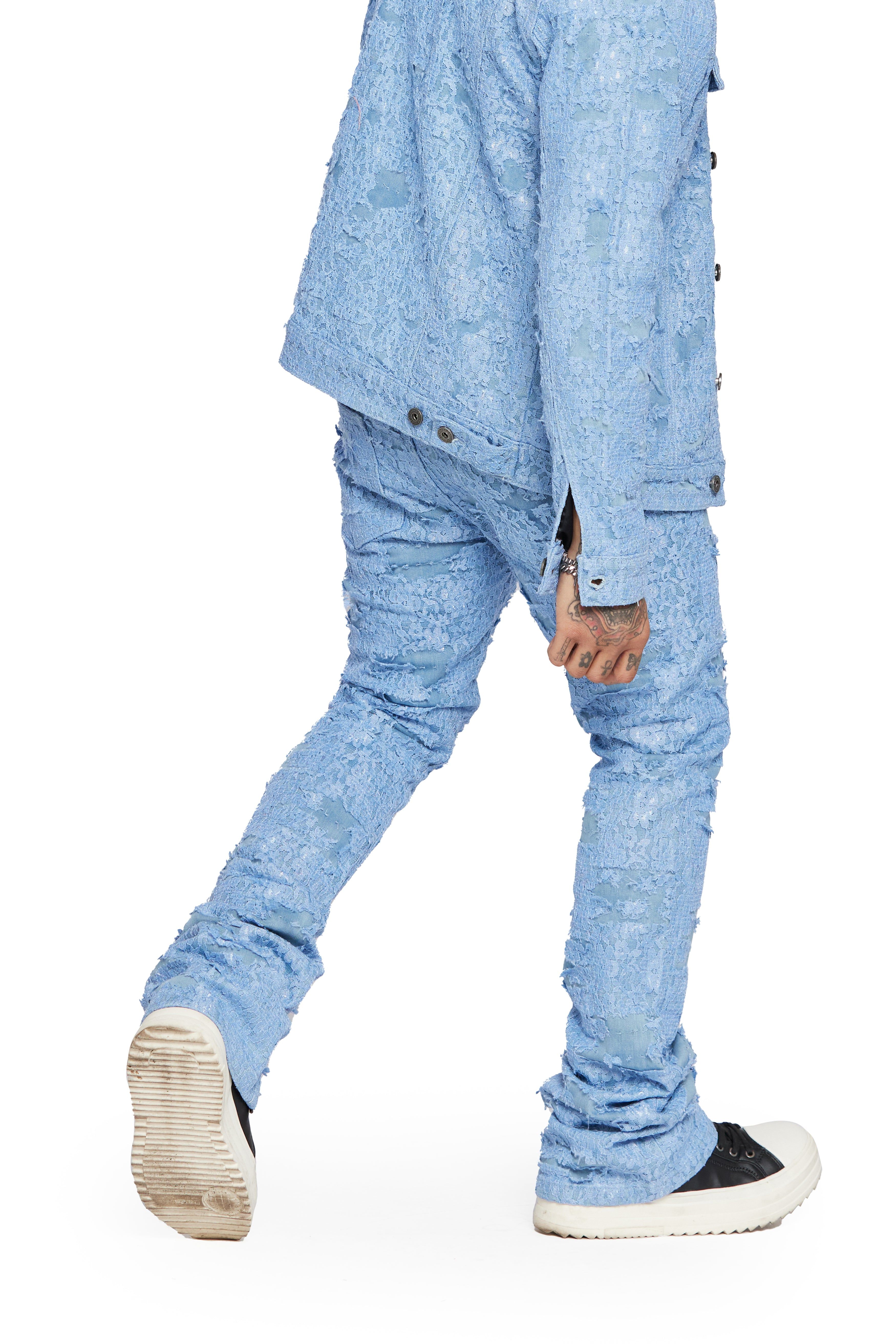 "BLUE MOON" LIGHT SKY STACKED FLARE JEAN sold by valabasas product image thumbnail 2