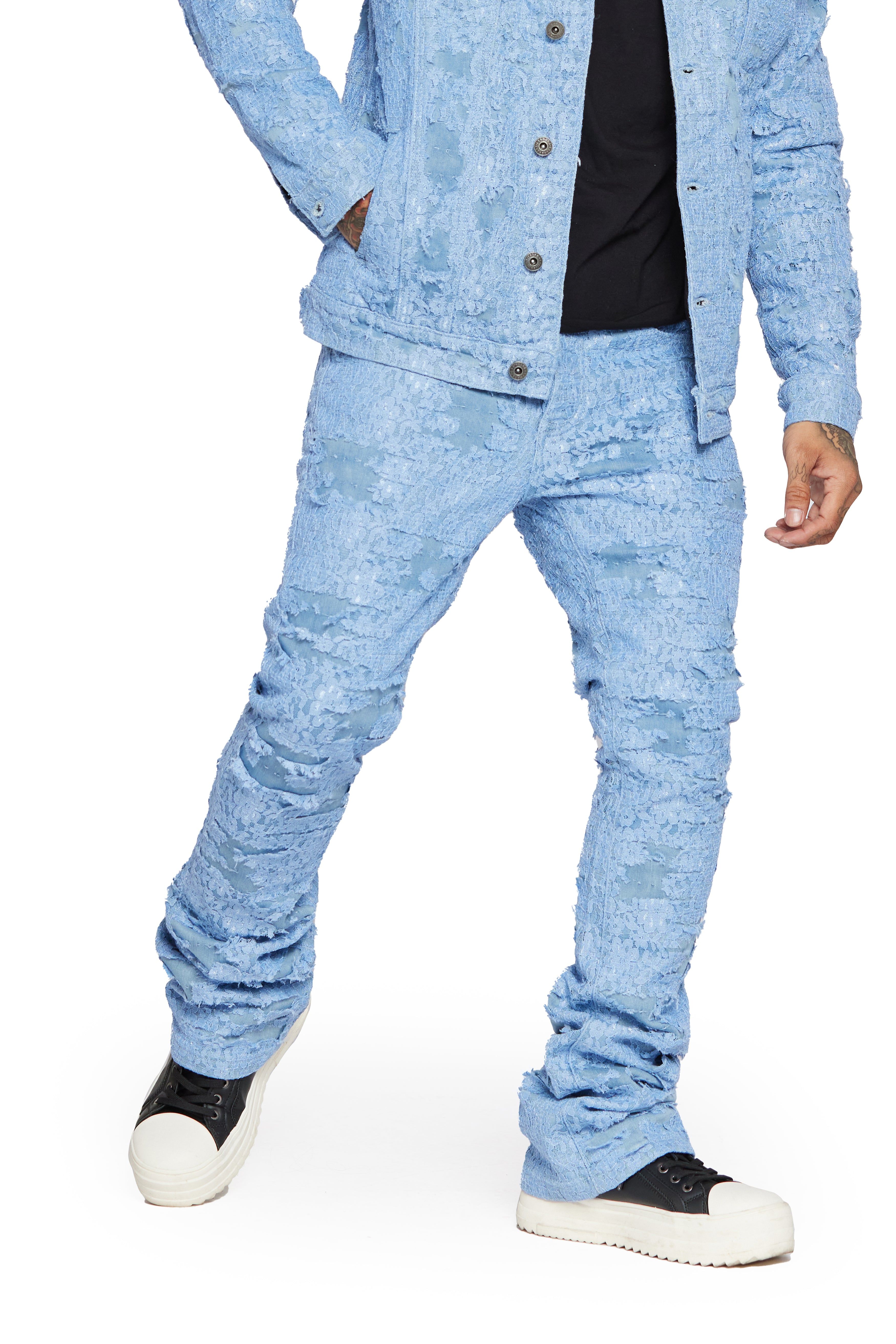 "BLUE MOON" LIGHT SKY STACKED FLARE JEAN sold by valabasas product image thumbnail 6