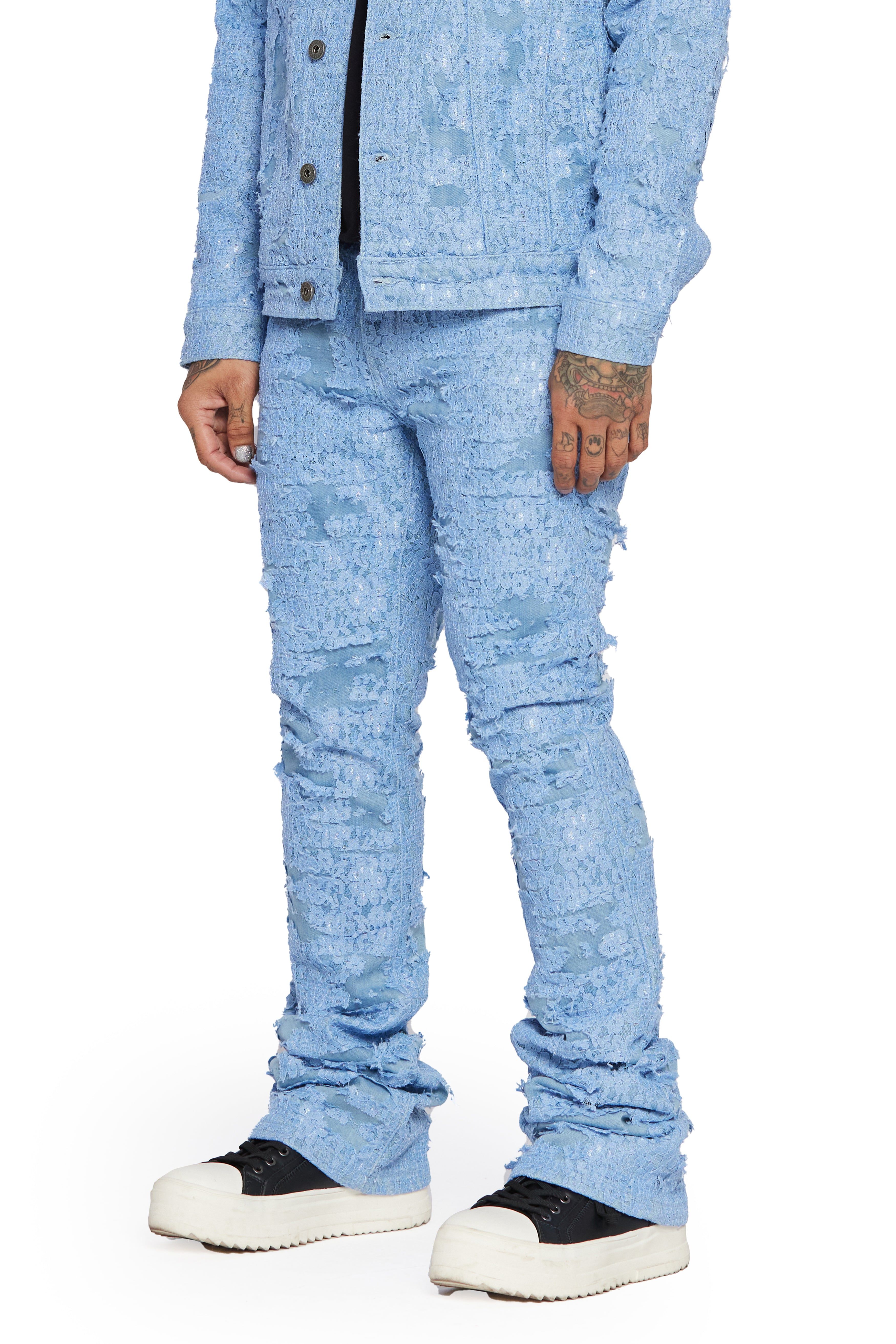 "BLUE MOON" LIGHT SKY STACKED FLARE JEAN sold by valabasas product image thumbnail 4