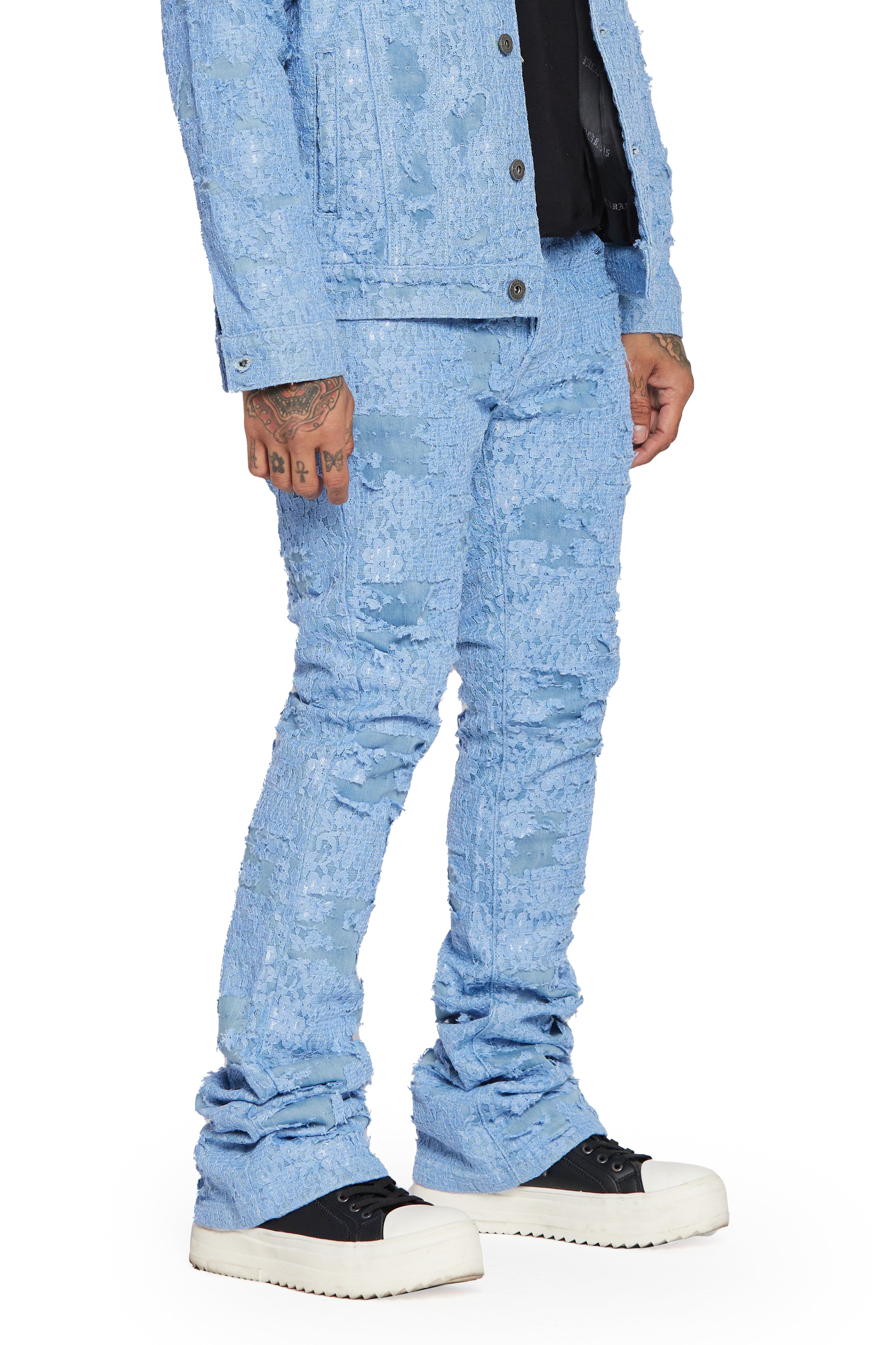 "BLUE MOON" LIGHT SKY STACKED FLARE JEAN sold by valabasas product image thumbnail 3
