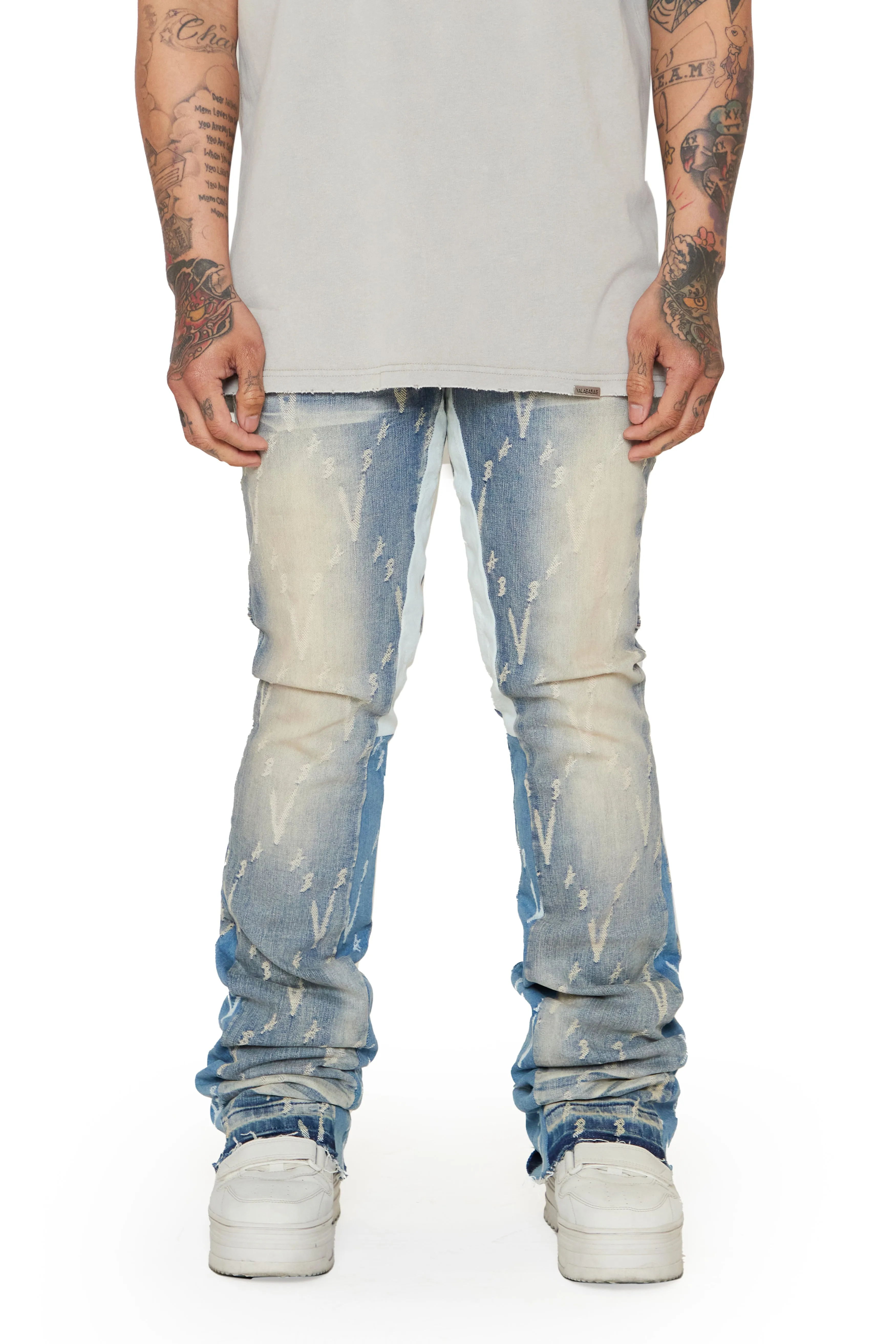 "BONA FIDE" CREAM WASH STACKED FLARE JEAN sold by valabasas product image thumbnail 2
