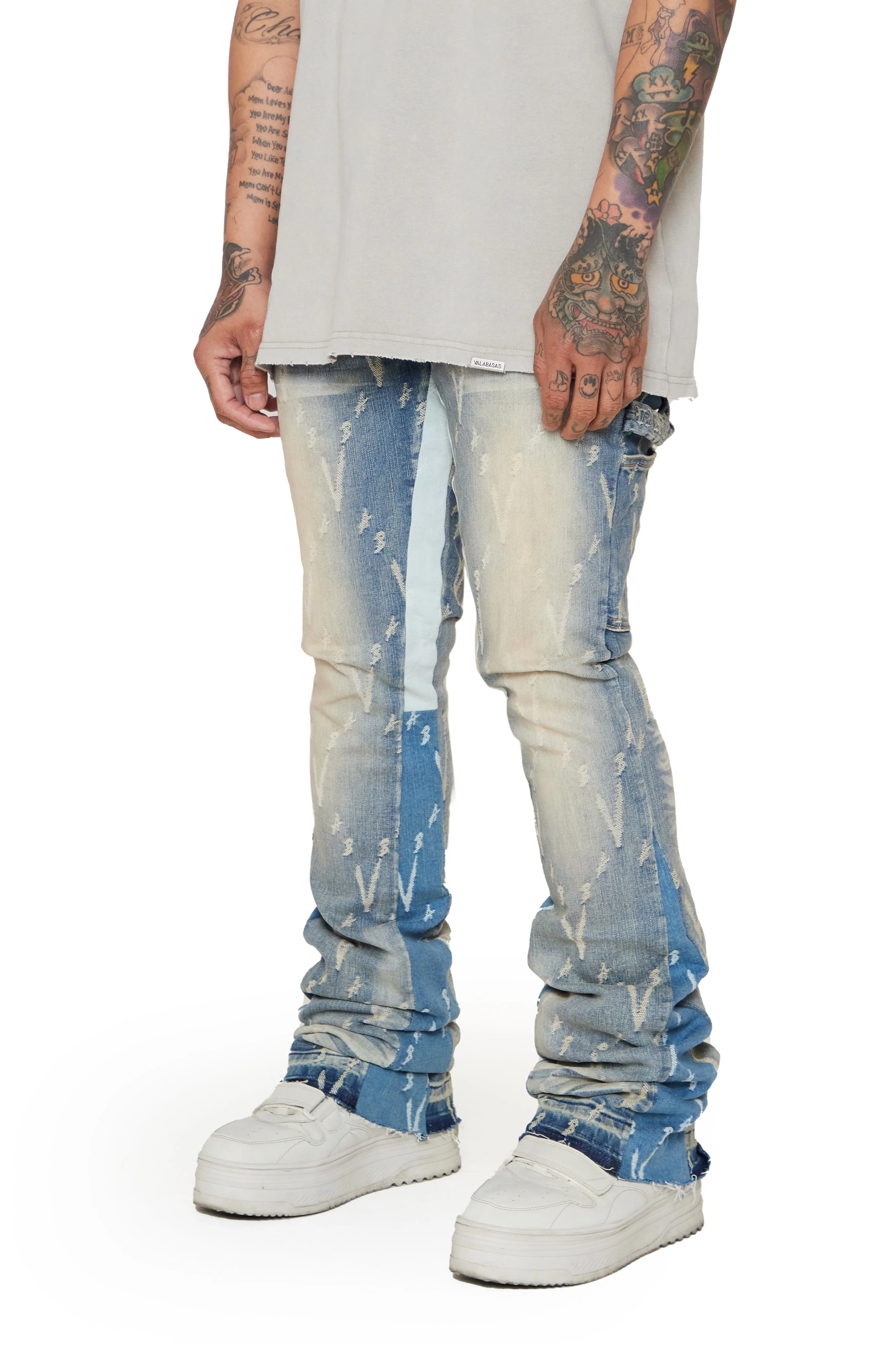 "BONA FIDE" CREAM WASH STACKED FLARE JEAN sold by valabasas product image thumbnail 5