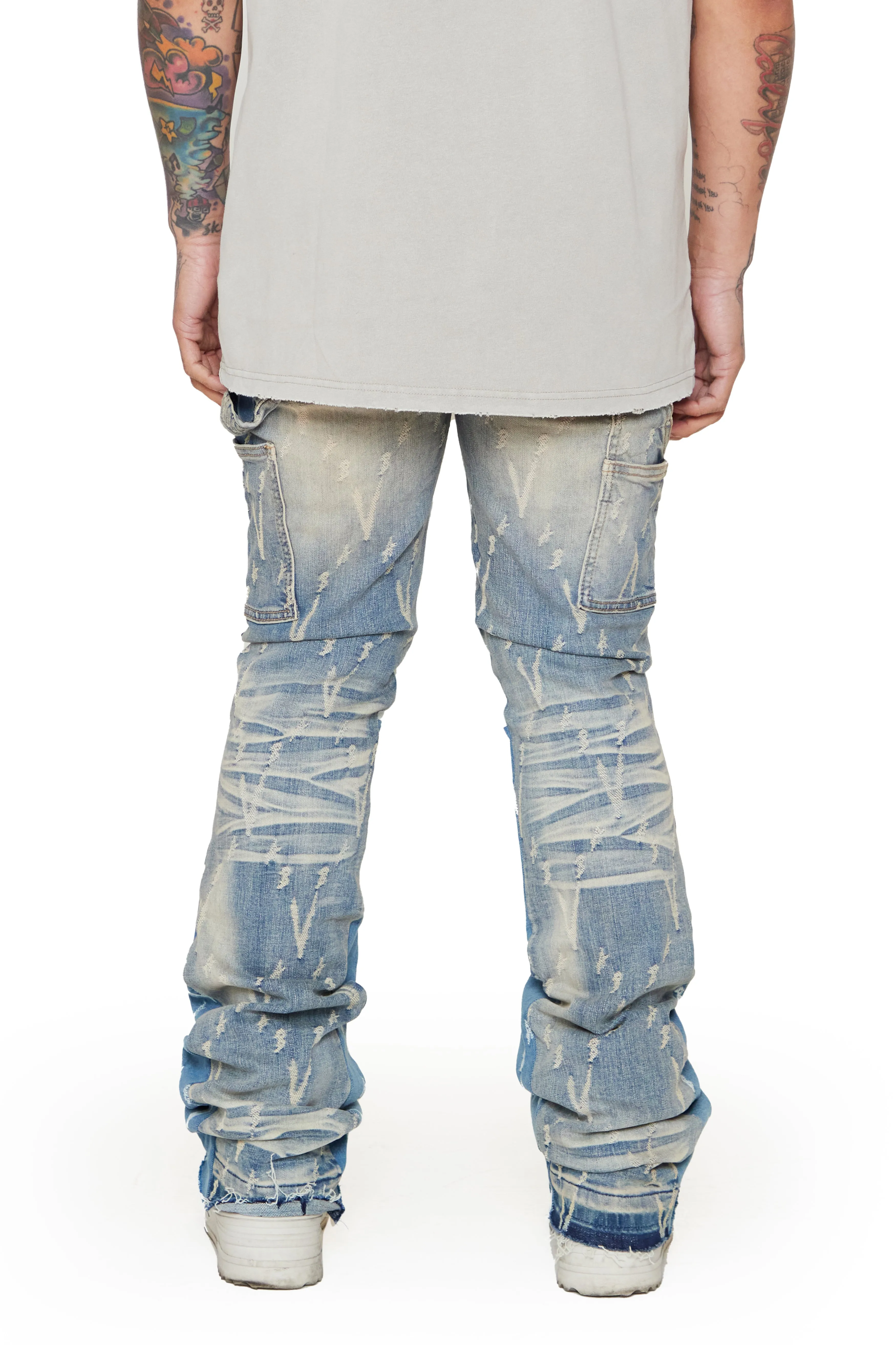 "BONA FIDE" CREAM WASH STACKED FLARE JEAN sold by valabasas product image thumbnail 4