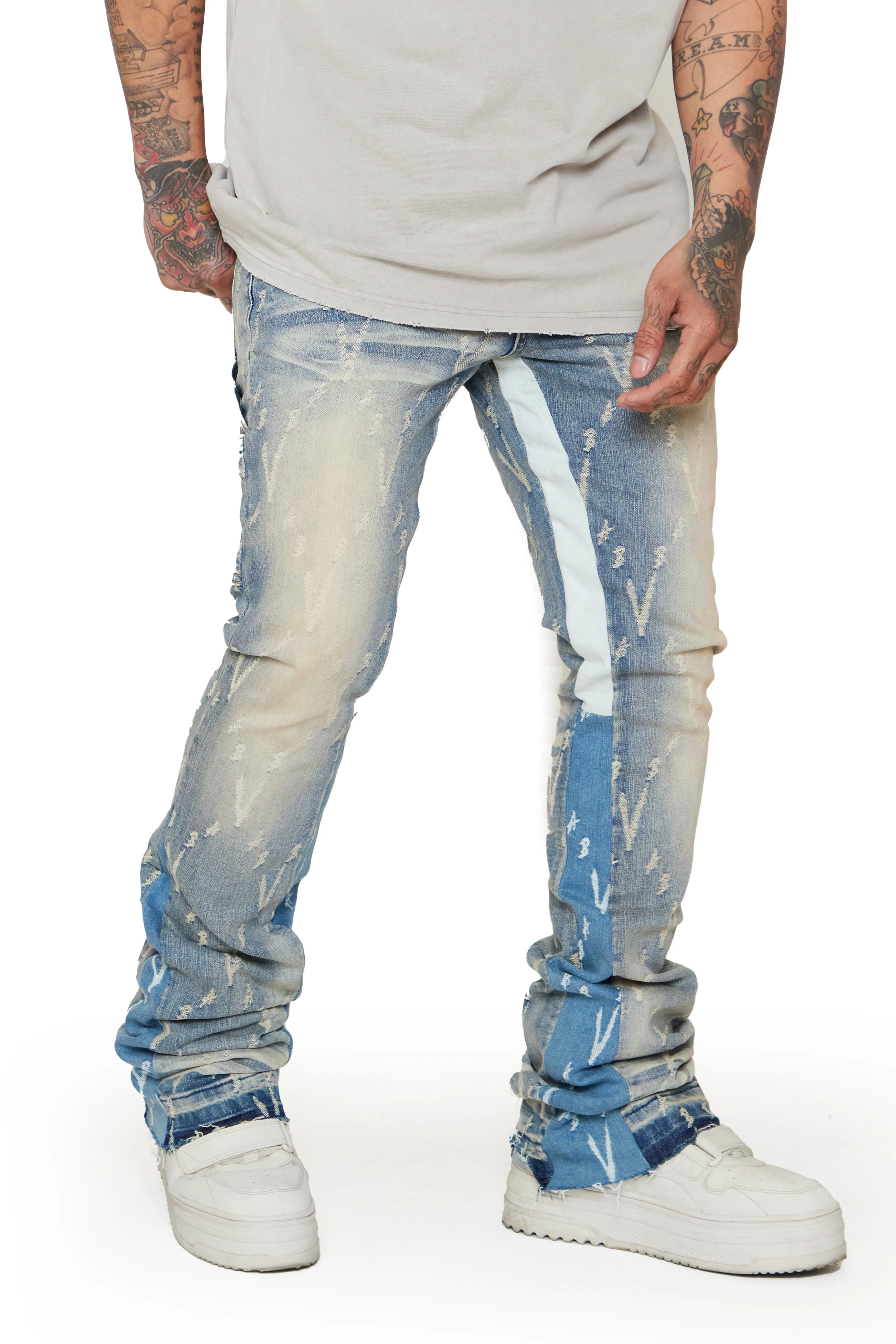 "BONA FIDE" CREAM WASH STACKED FLARE JEAN sold by valabasas product image thumbnail 3