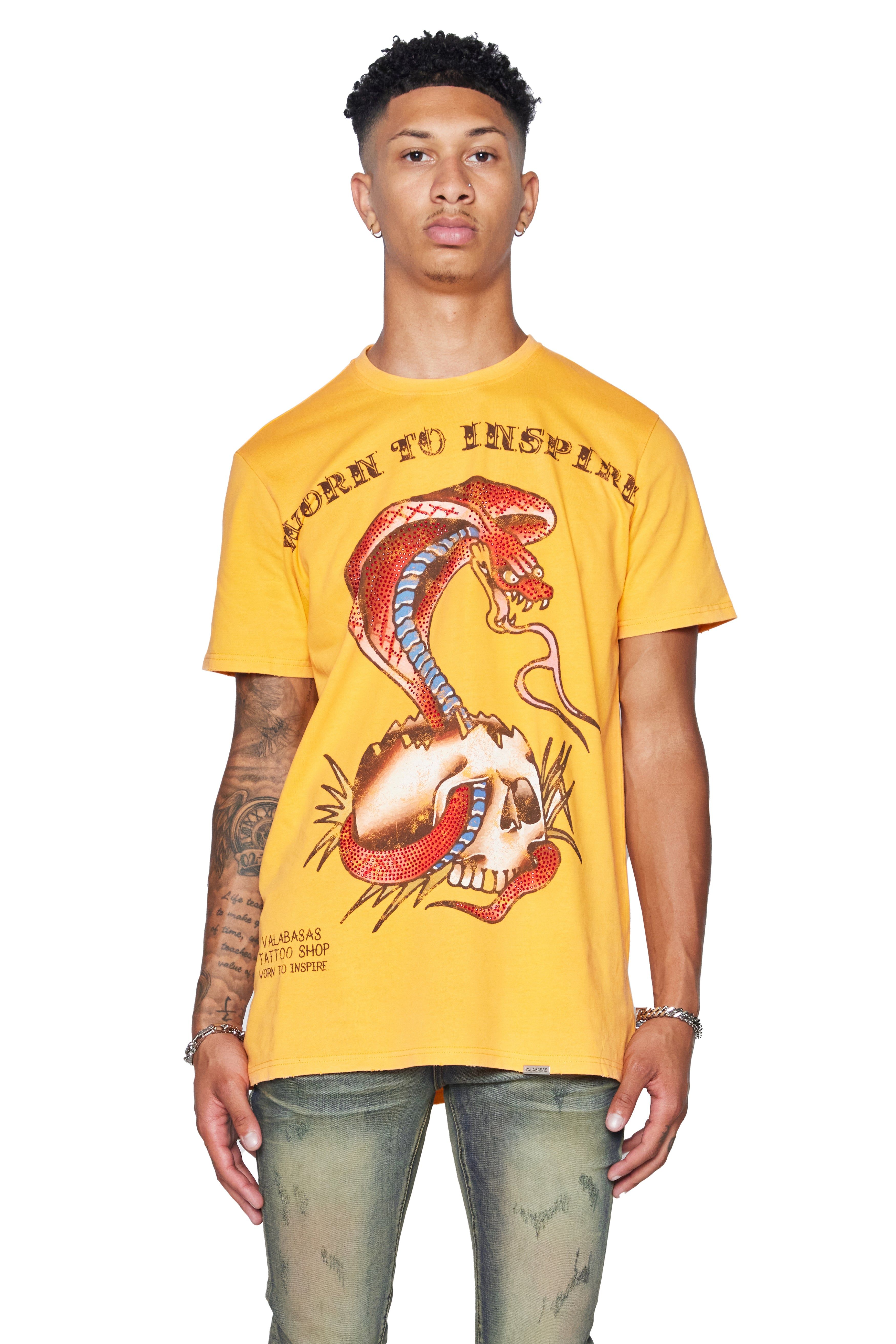 VALABASAS TEE “SNAKE TAT” ORANGE sold by valabasas