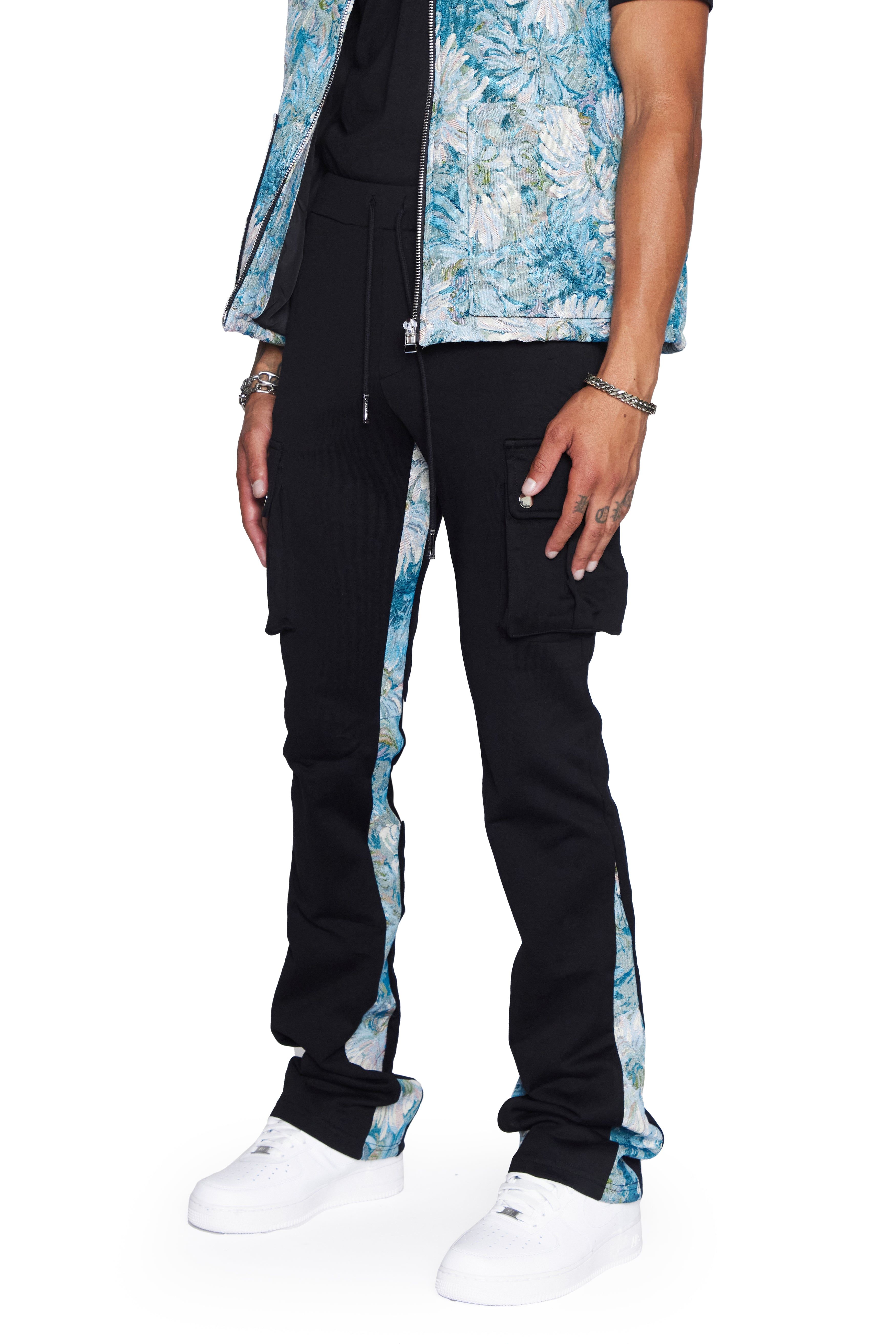 “BLEK LE RAT” BLUE MULTI FRENCH TERRY STACKED FLARE JEAN sold by valabasas product image thumbnail 5