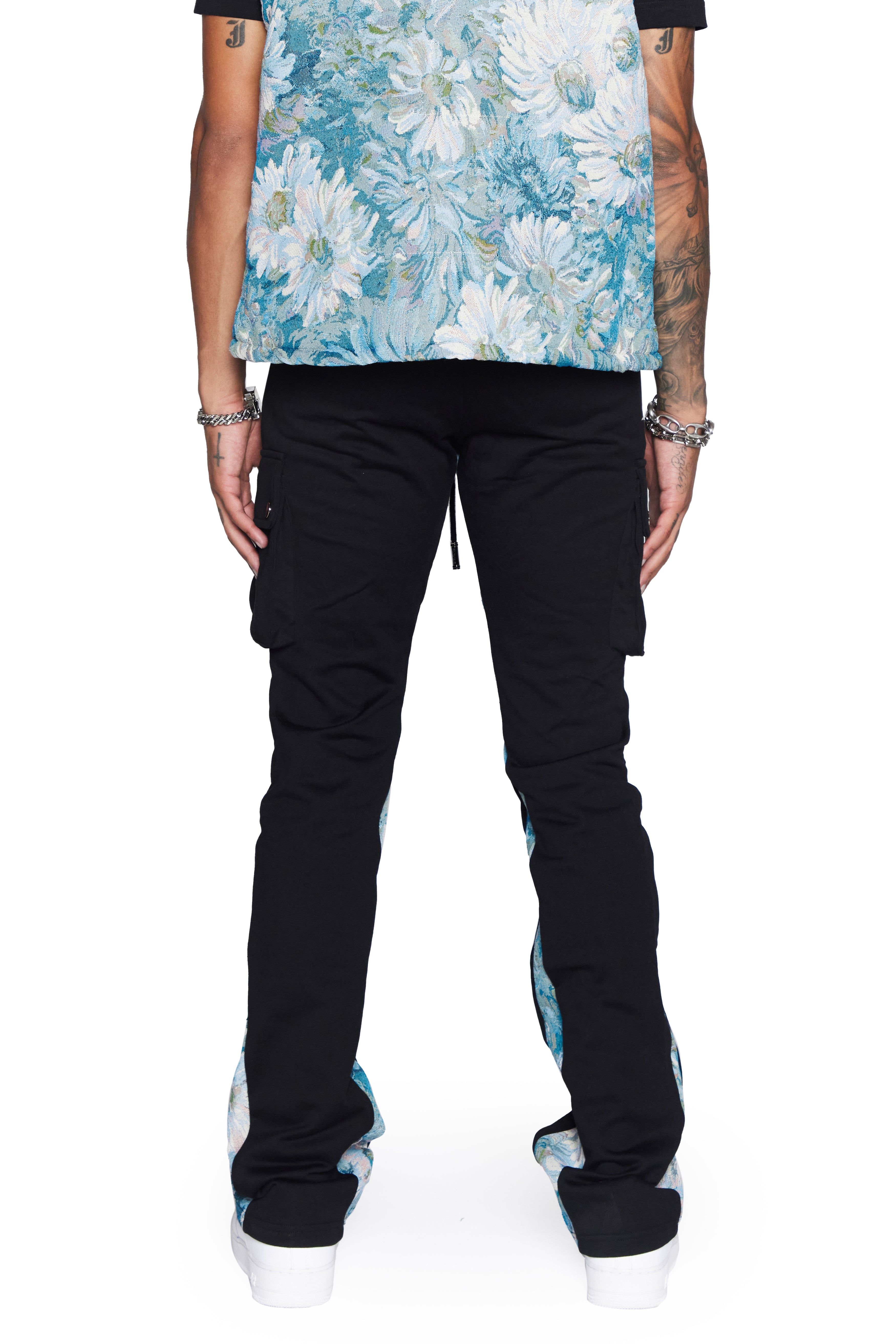 “BLEK LE RAT” BLUE MULTI FRENCH TERRY STACKED FLARE JEAN sold by valabasas product image thumbnail 4