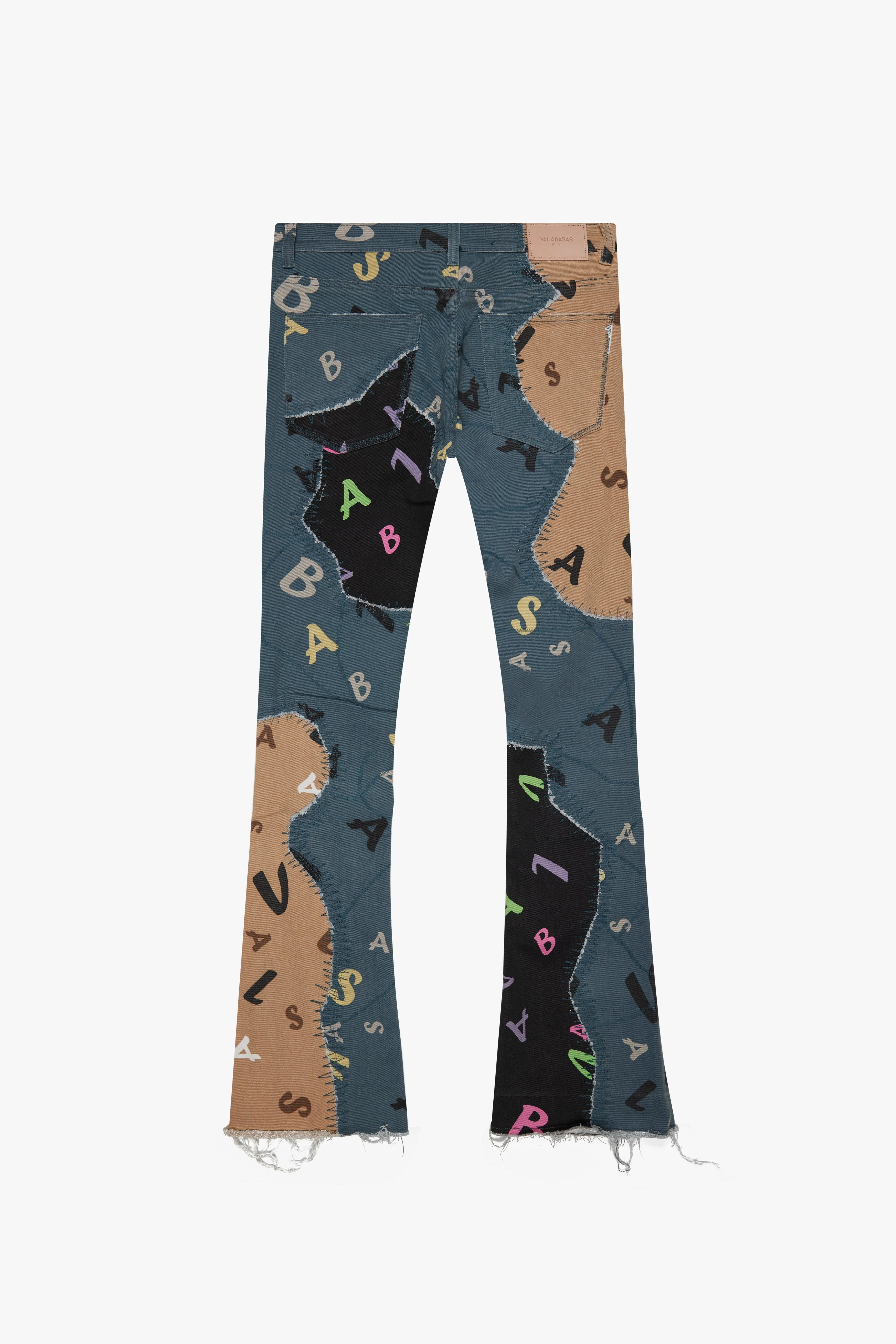 "DISTRACTED" KHAKI-BLUE STACKED FLARE JEAN sold by valabasas product image thumbnail 3