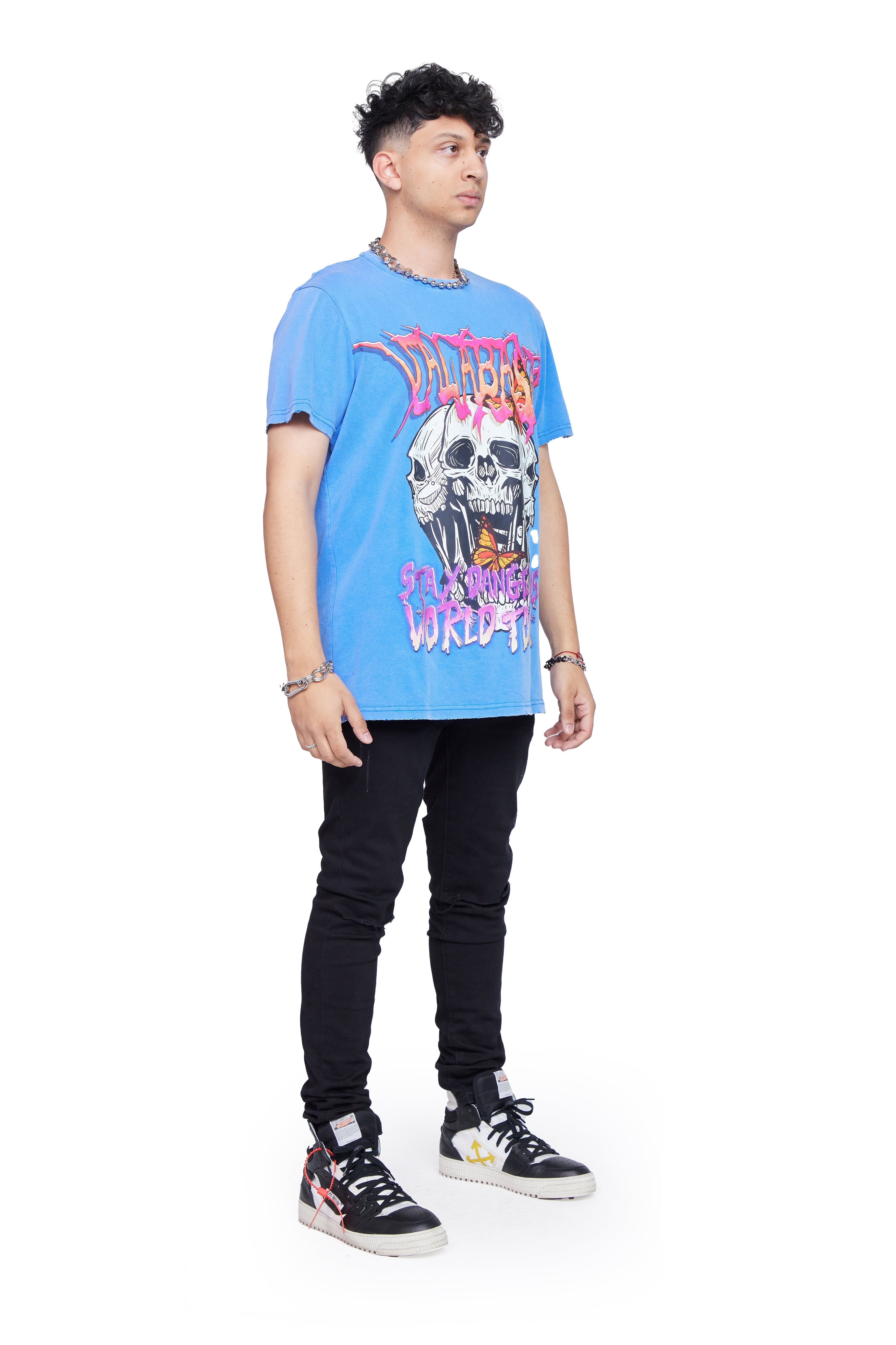 VALABASAS TEE "STAY DANGEROUS" VINTAGE BLUE sold by valabasas product image thumbnail 6