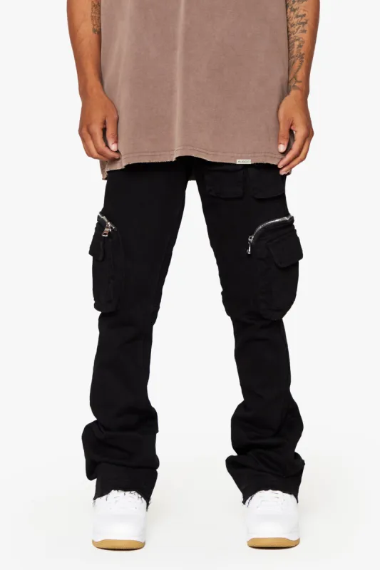 "DRAKE” Black Stacked Flare Jean sold by valabasas