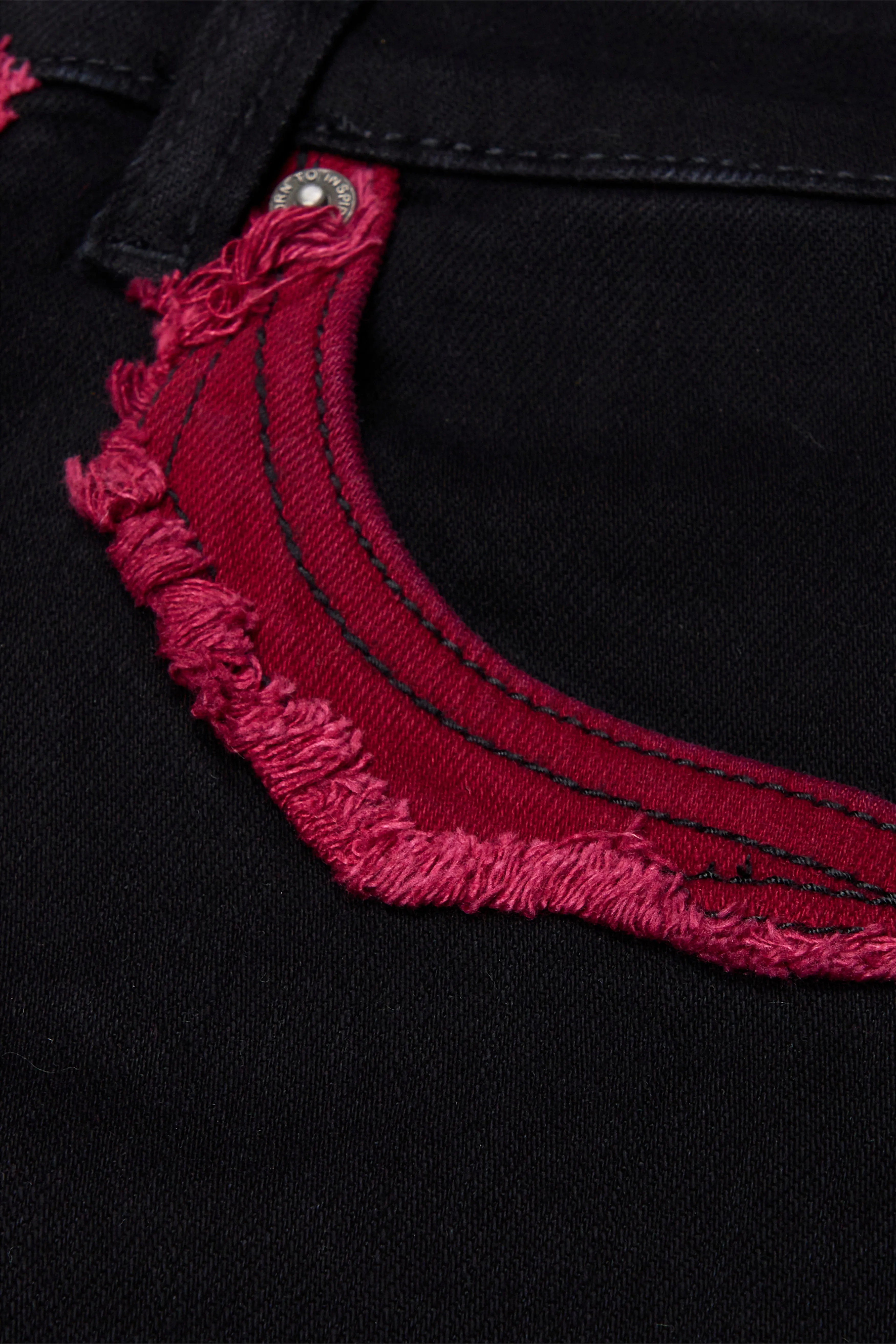 "CHICAGO" STACKED FLARE JEAN RED BLACK sold by valabasas product image thumbnail 2