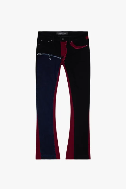 "CHICAGO" RED BLACK STACKED FLARE JEAN sold by valabasas