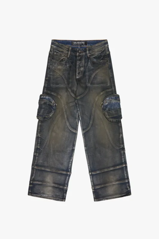 "KNEEBOARD" BAGGY JEAN DARK VINTAGE BLUE sold by valabasas