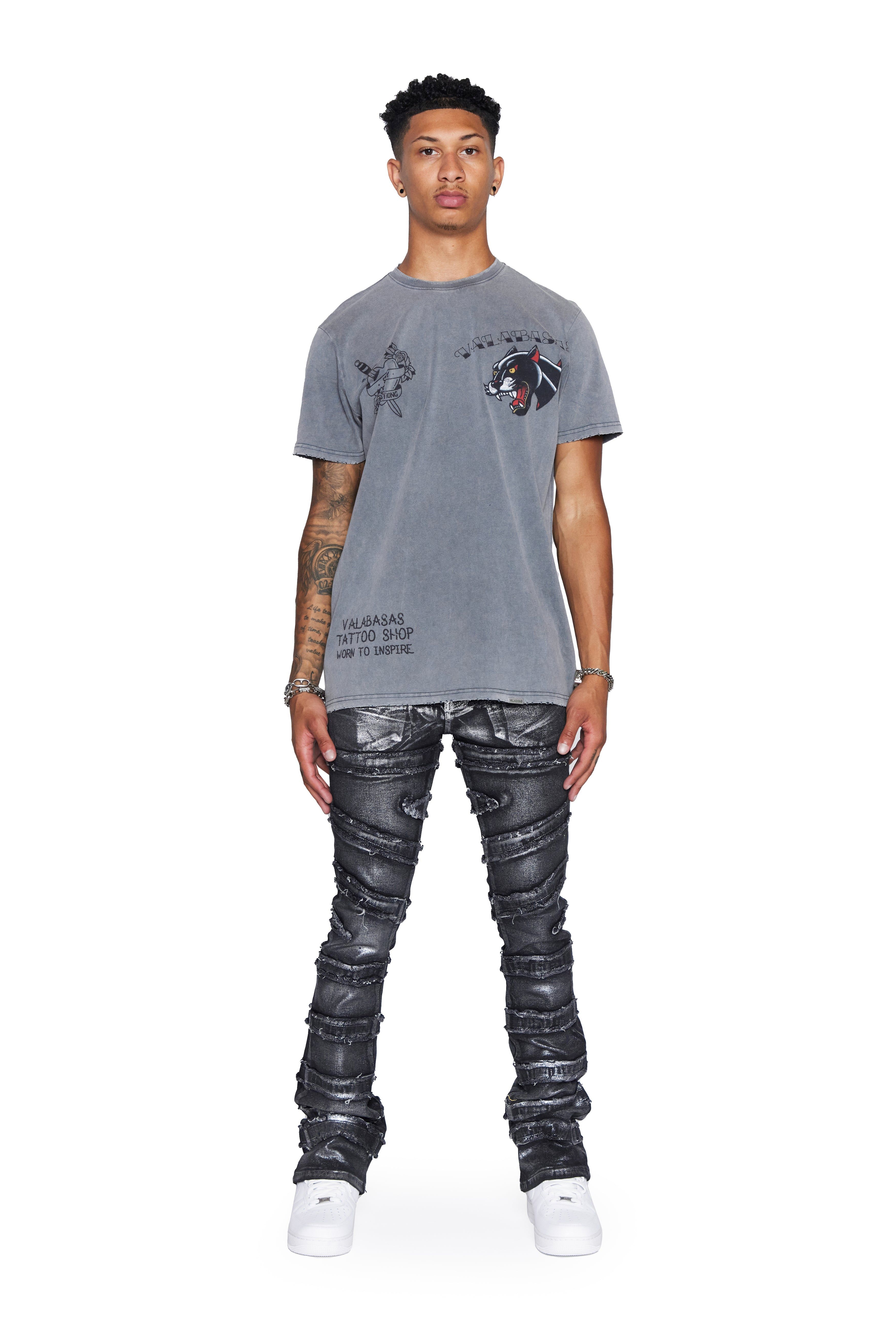 VALABASAS TEE “STAY STRONG TAT” VINTAGE GREY sold by valabasas