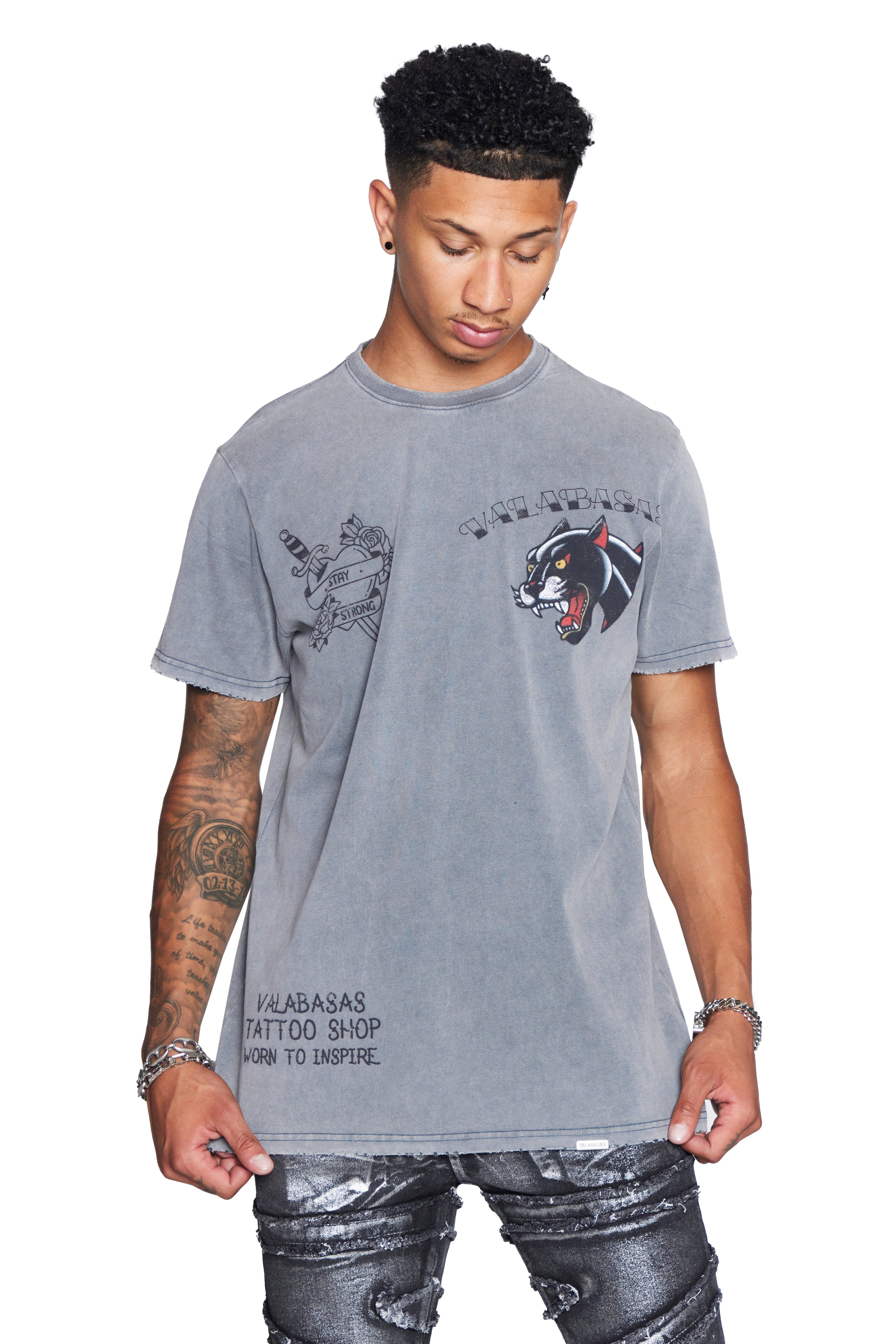 VALABASAS TEE “STAY STRONG TAT” VINTAGE GREY sold by valabasas product image thumbnail 3