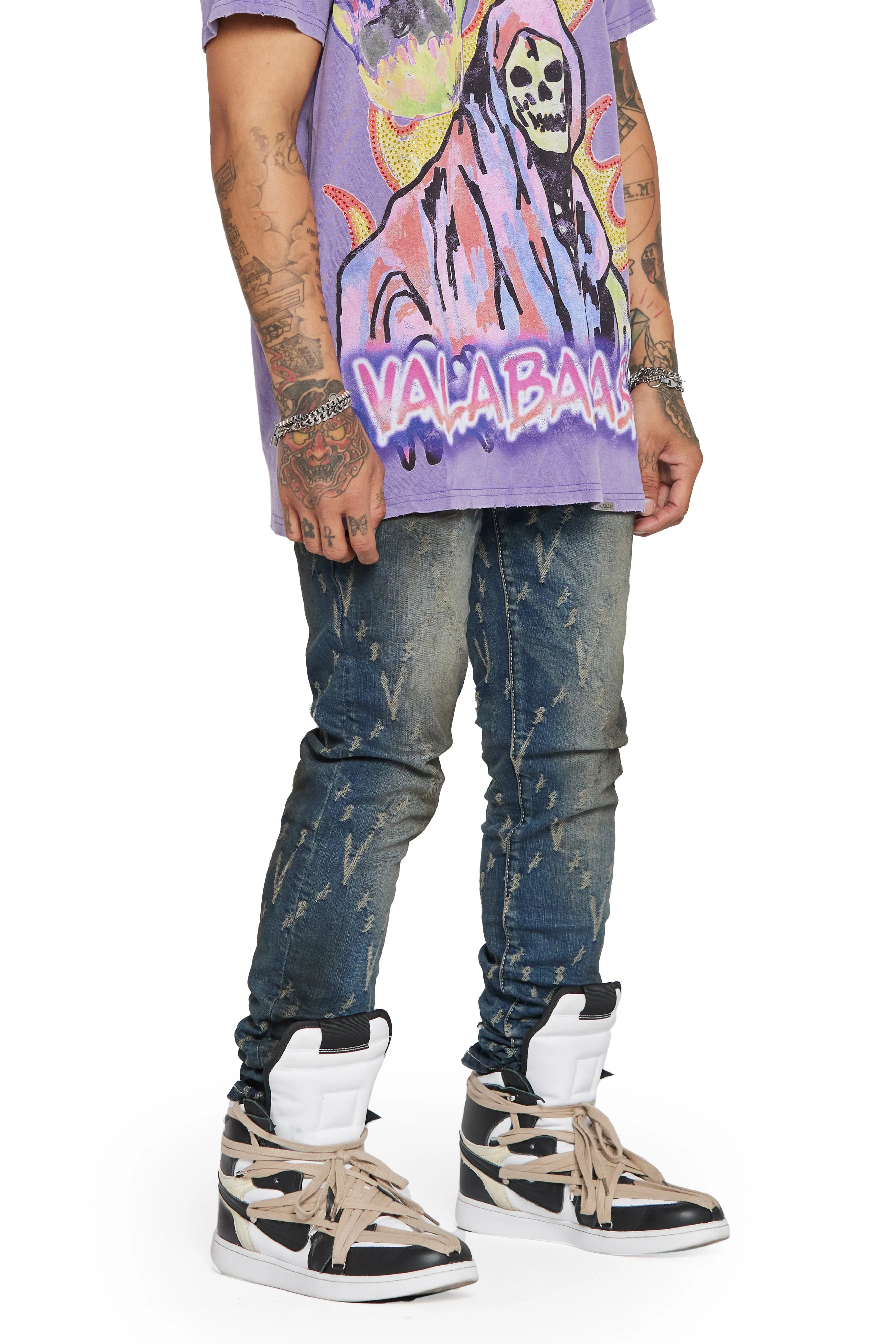 “VLOVE” DARK DIRTY WASH SKINNY JEAN sold by valabasas product image thumbnail 4