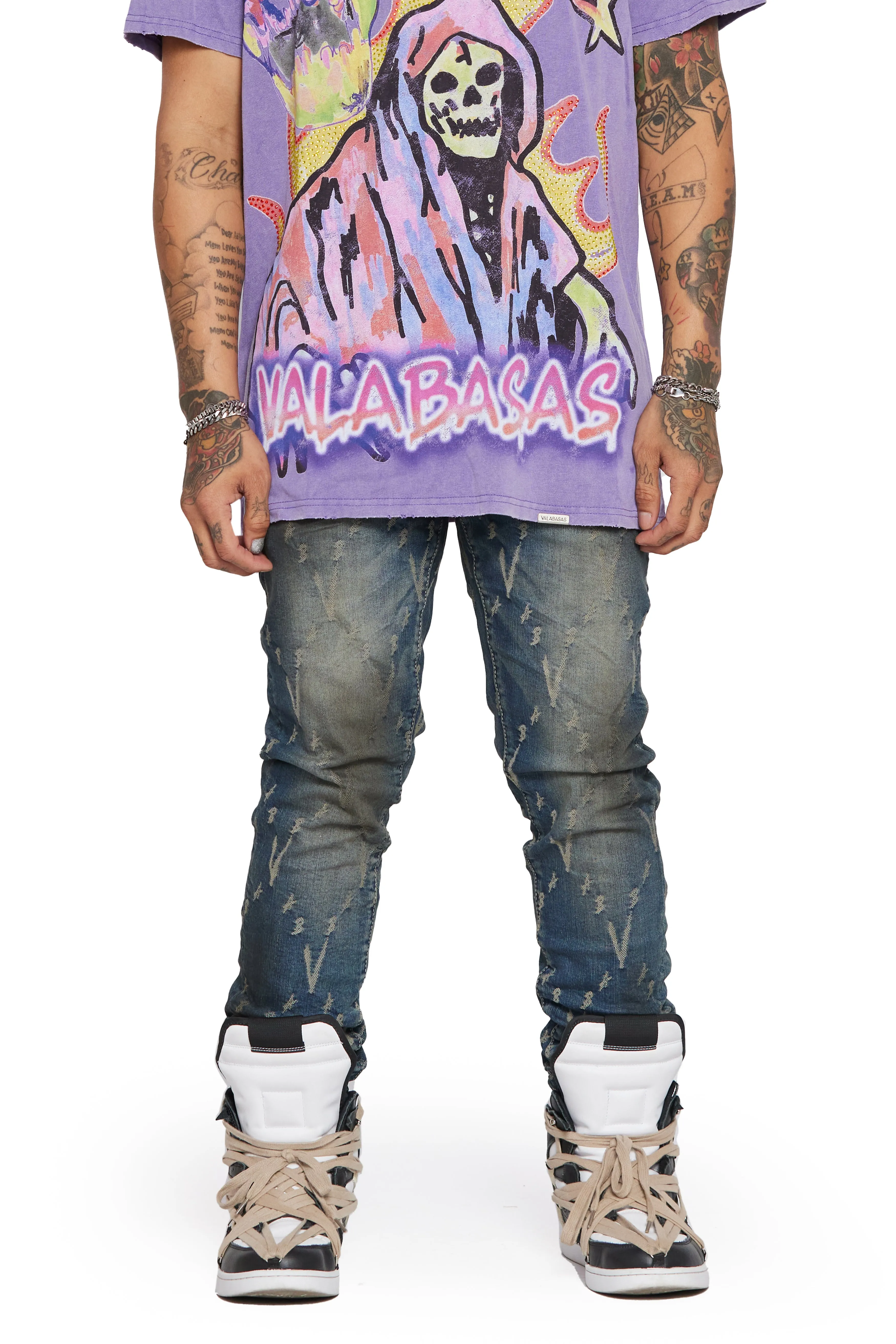 “VLOVE” DARK DIRTY WASH SKINNY JEAN sold by valabasas product image thumbnail 2