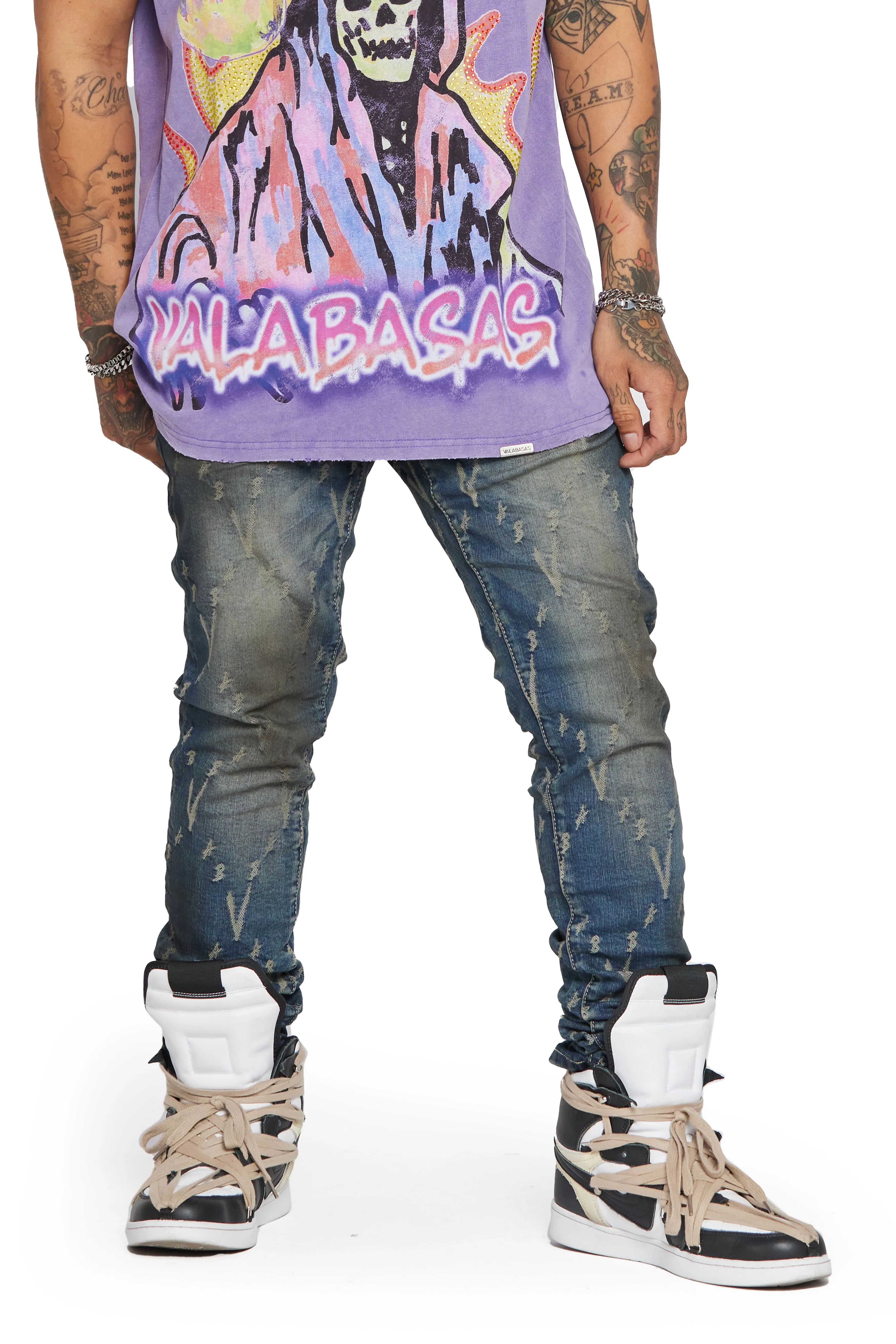 “VLOVE” DARK DIRTY WASH SKINNY JEAN sold by valabasas product image thumbnail 3