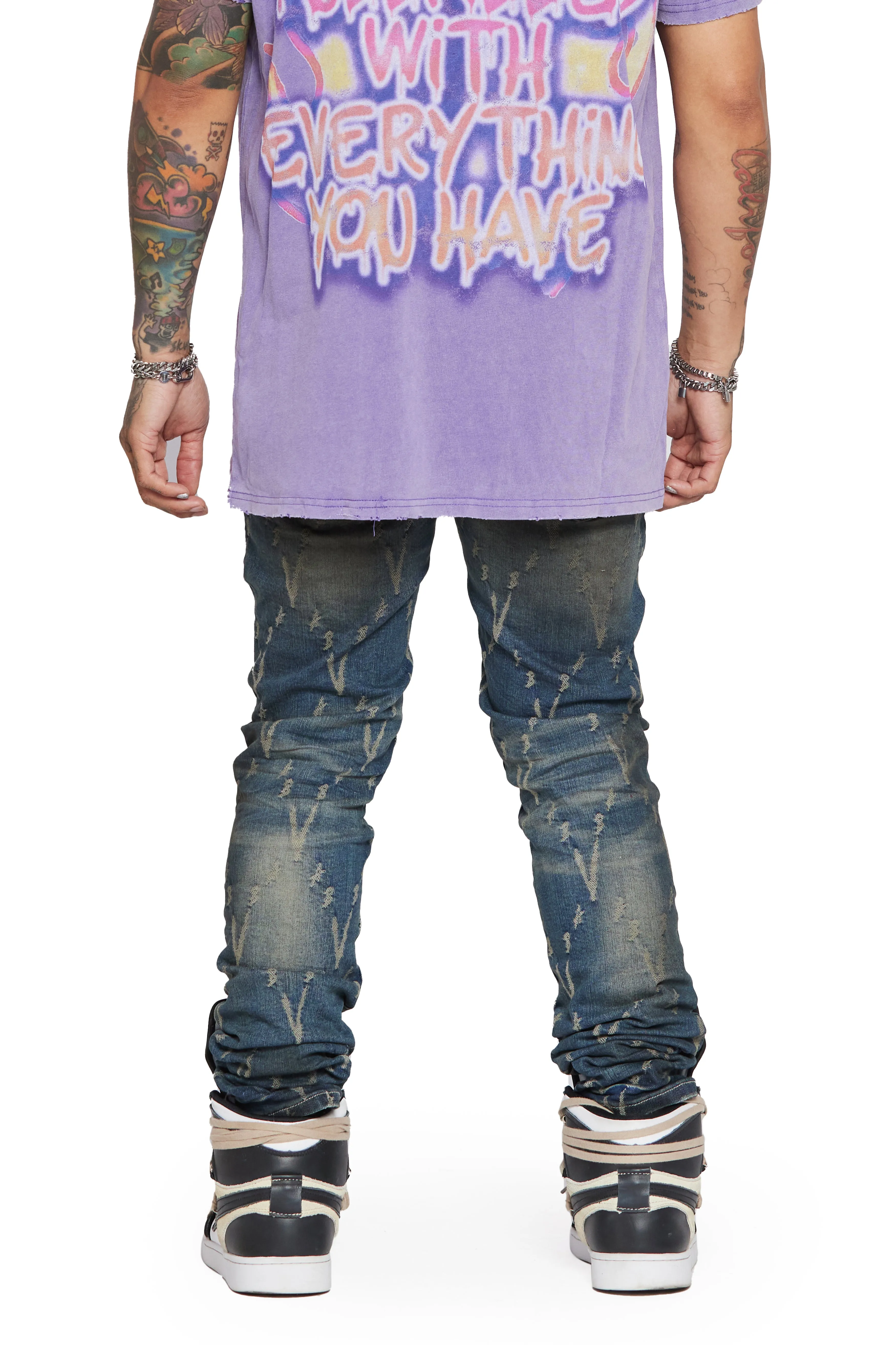 “VLOVE” DARK DIRTY WASH SKINNY JEAN sold by valabasas product image thumbnail 5