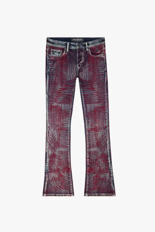 "MR. EMBROIDERY" STACKED FLARE JEAN CORAL HAZE sold by valabasas