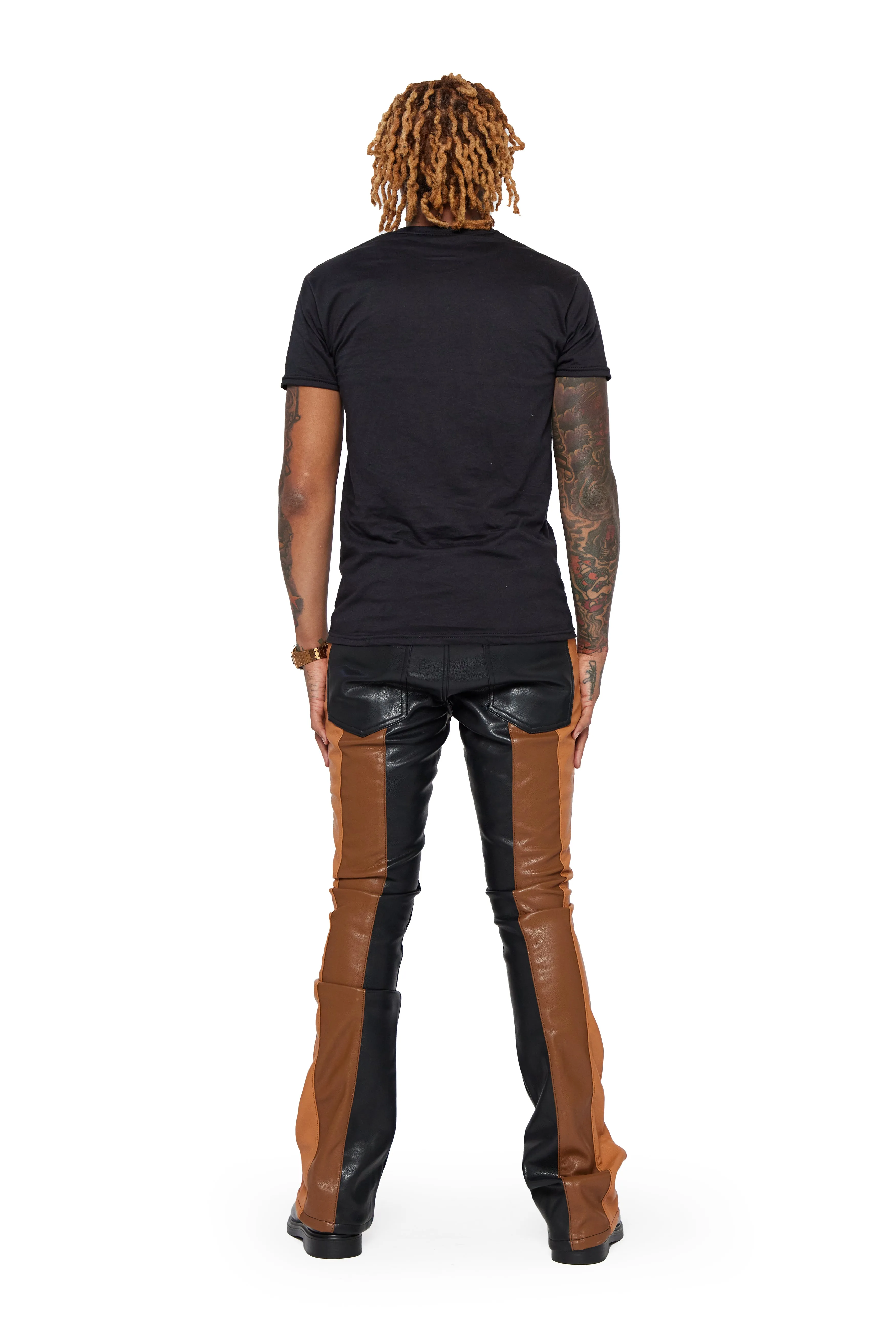 "INTERNATIONAL" BLACK/DK.KHAKI/LT.BROWN STACKED FLARE JEAN sold by valabasas product image thumbnail 5