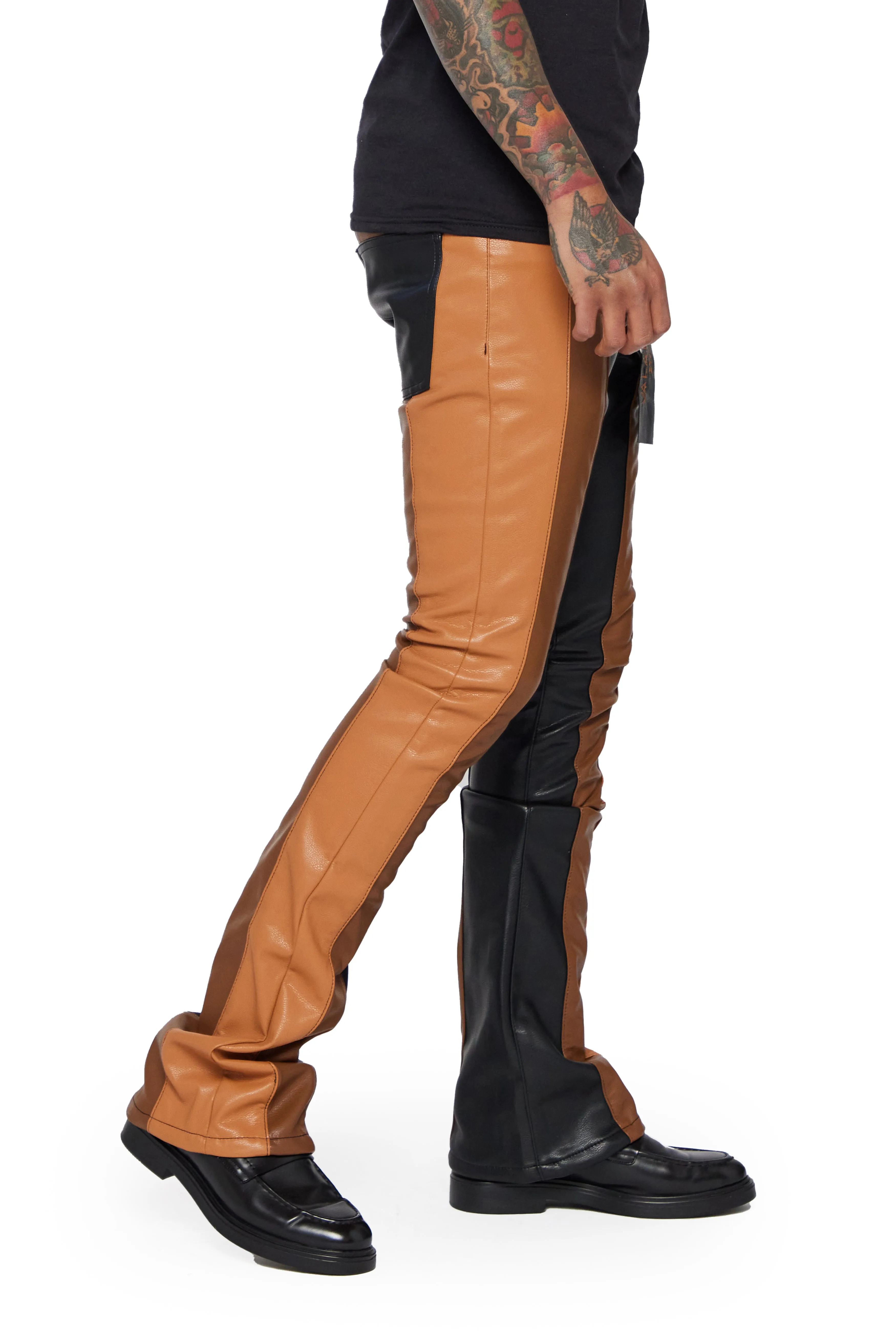 "INTERNATIONAL" BLACK/DK.KHAKI/LT.BROWN STACKED FLARE JEAN sold by valabasas product image thumbnail 3
