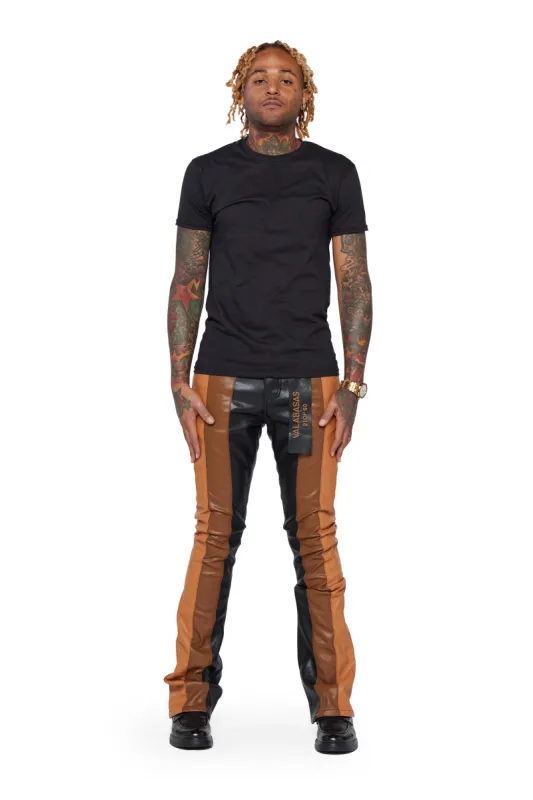 "INTERNATIONAL" BLACK/DK.KHAKI/LT.BROWN STACKED FLARE JEAN sold by valabasas
