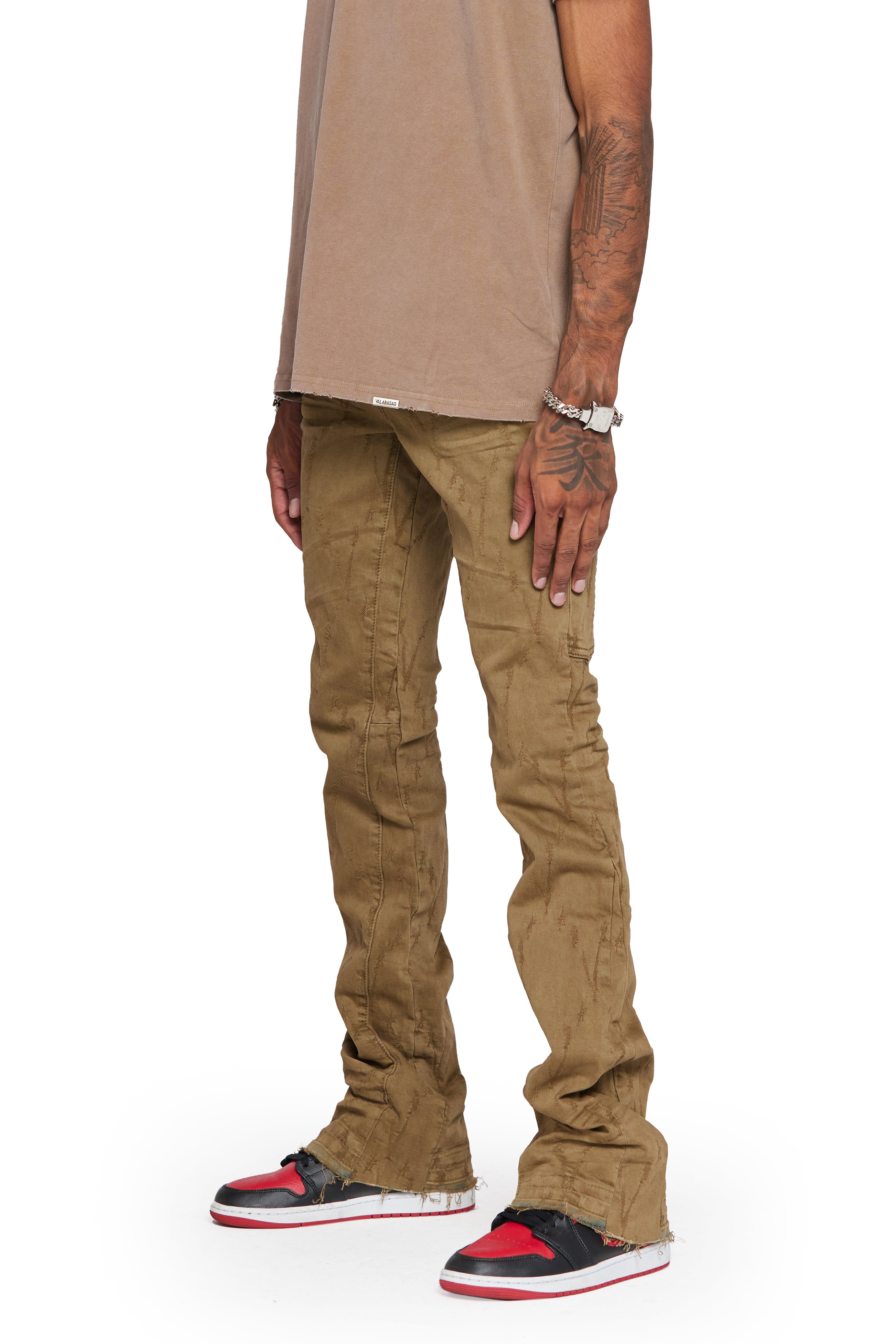 "VLOVE" BROWN STACKED FLARE JEAN sold by valabasas product image thumbnail 5