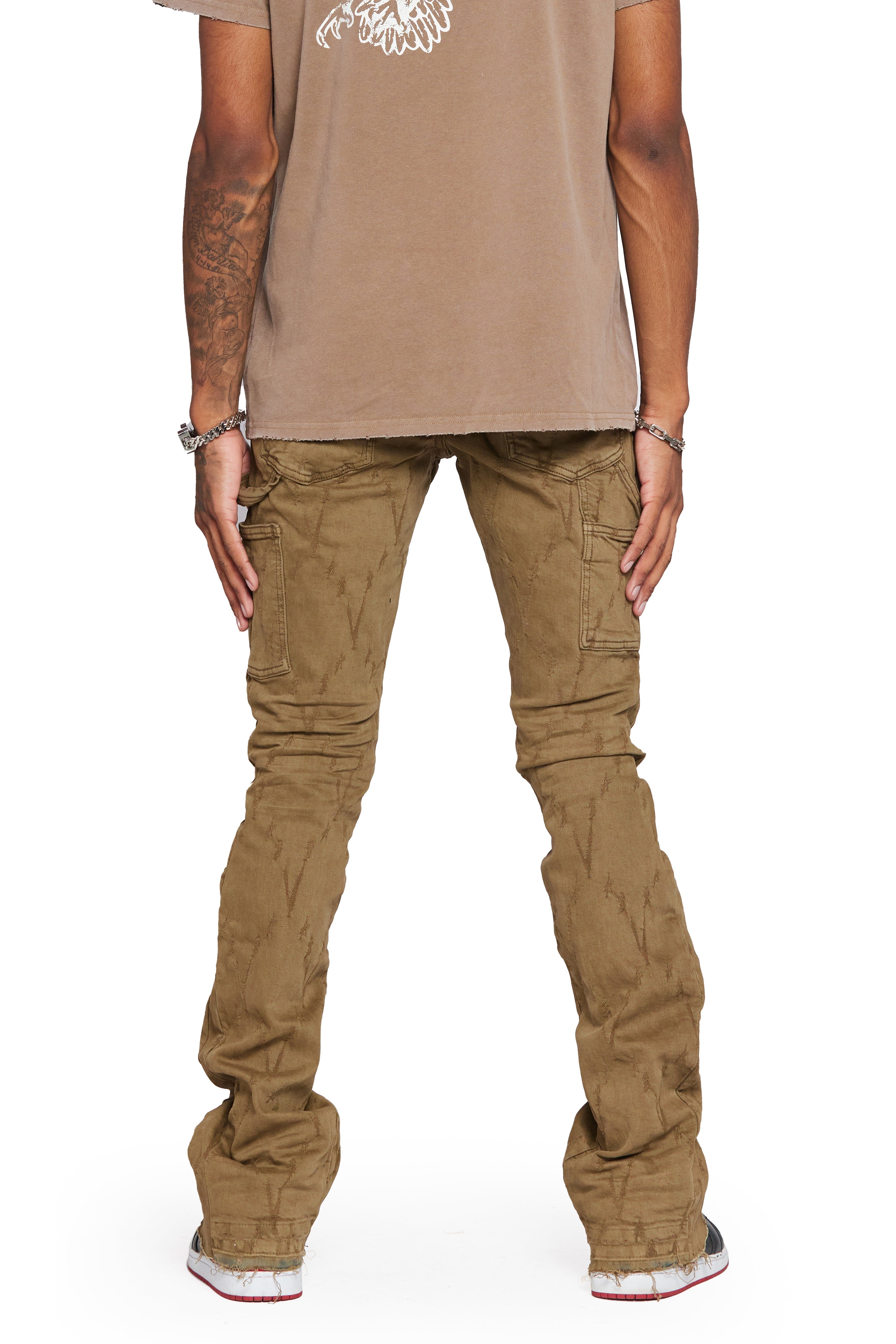 "VLOVE" BROWN STACKED FLARE JEAN sold by valabasas product image thumbnail 4